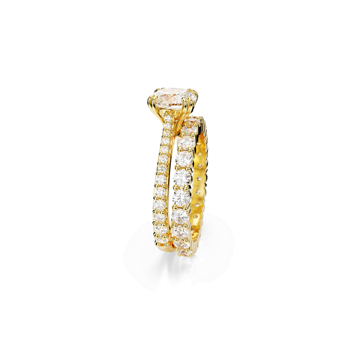 Stilla ring, Set (2), Round cut, White, Gold-tone plated 5693510