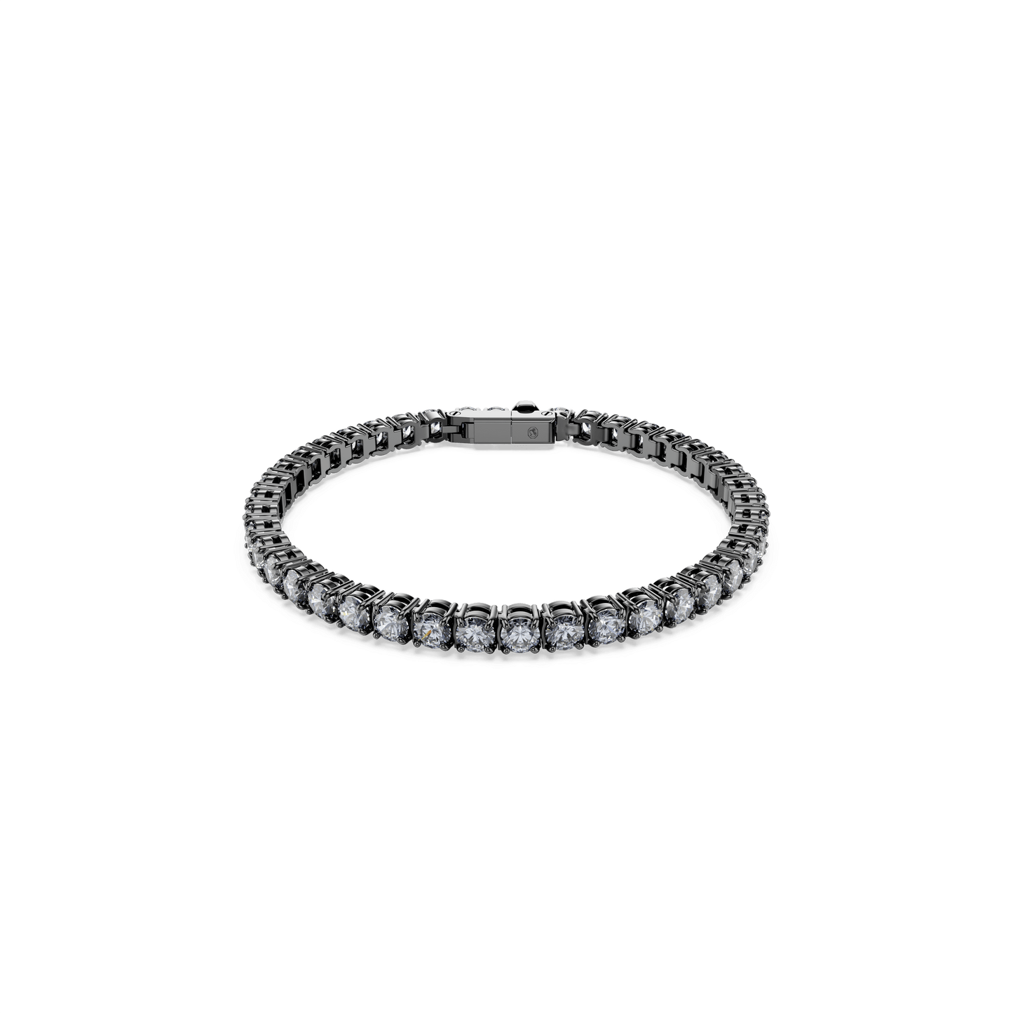 Matrix Tennis bracelet, Round cut, Gray, Ruthenium plated 5693927