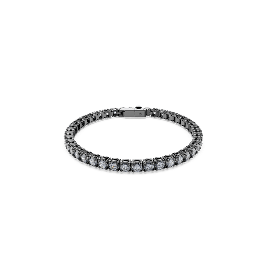 Matrix Tennis bracelet, Round cut, Gray, Ruthenium plated 5693928