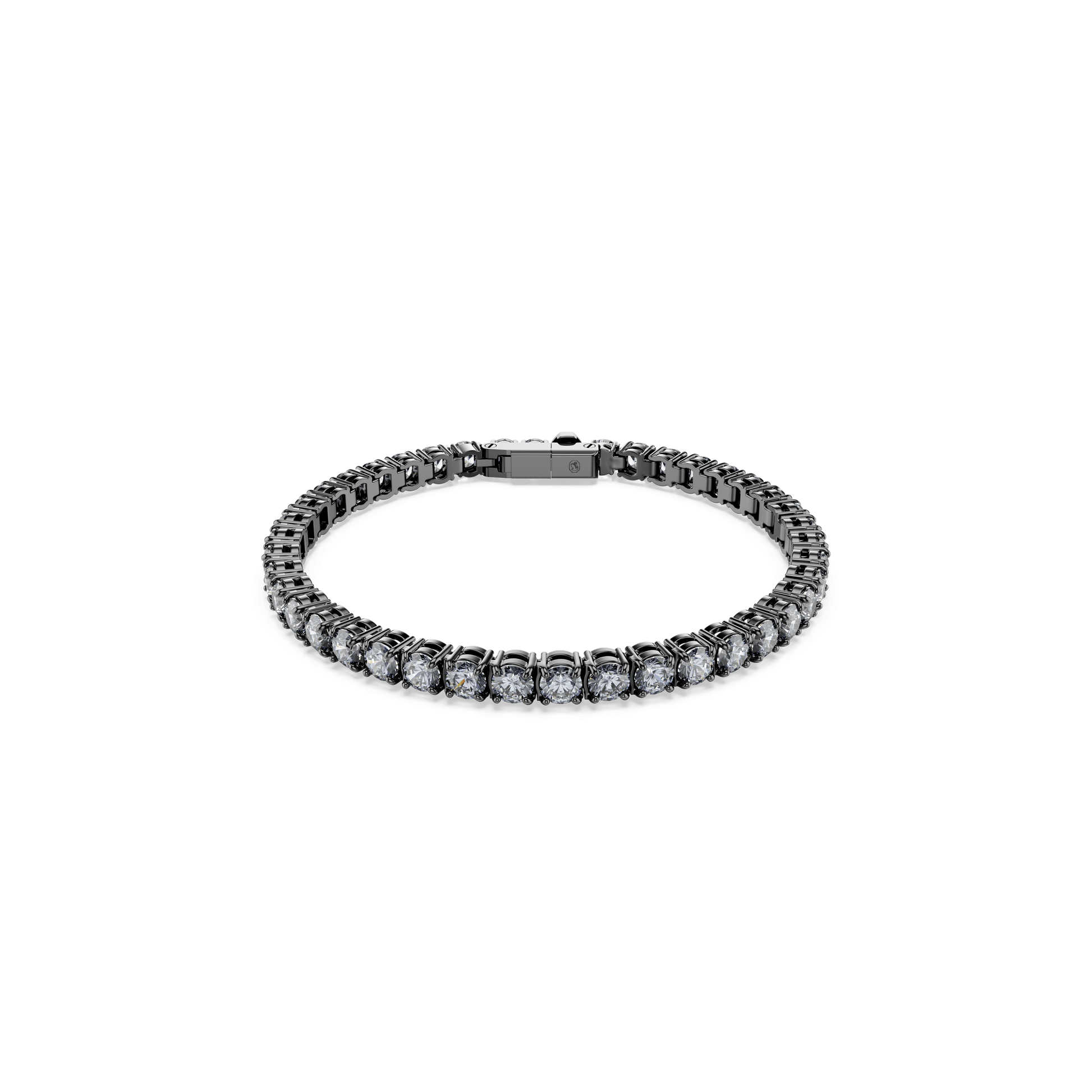 Matrix Tennis bracelet, Round cut, Gray, Ruthenium plated 5693929