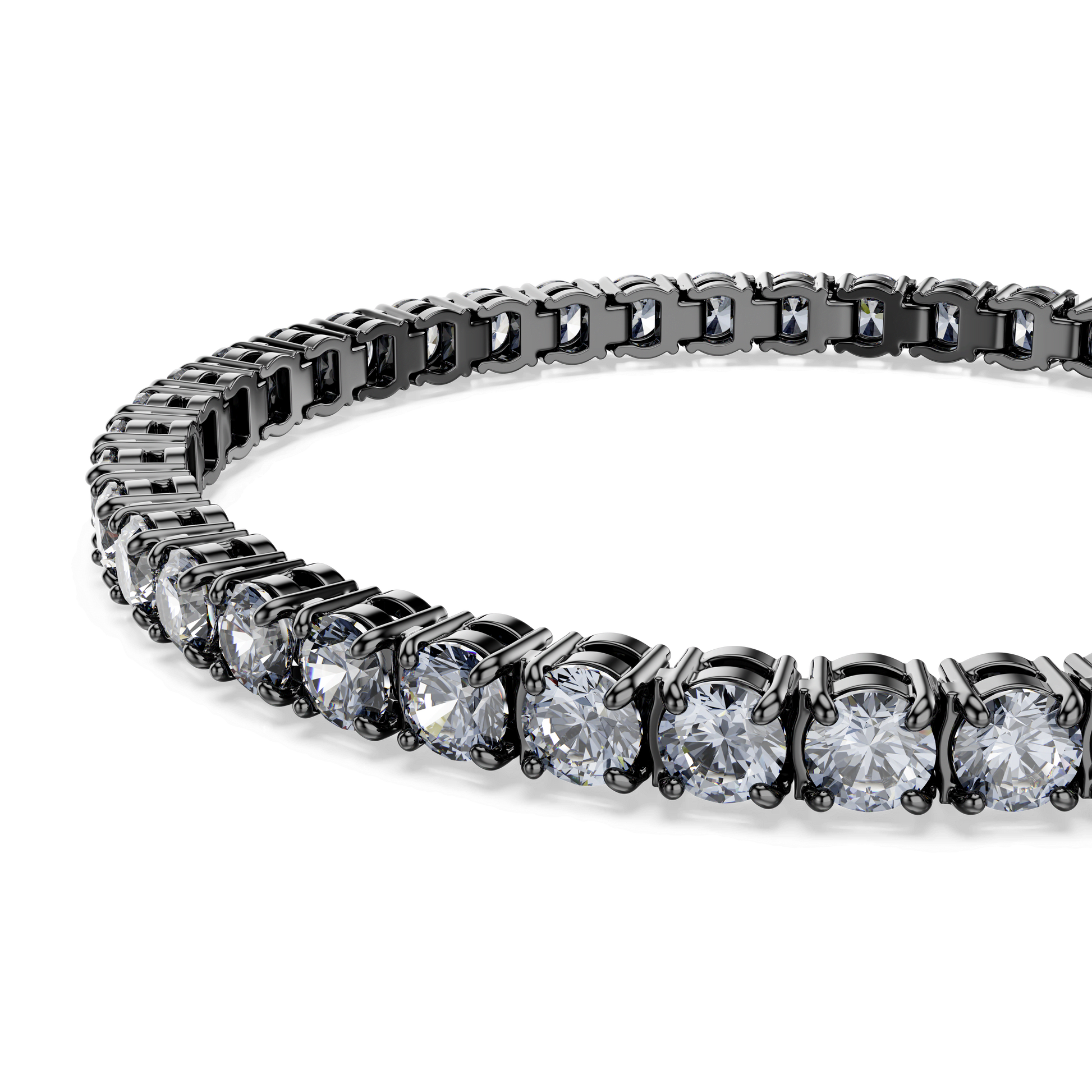 Matrix Tennis bracelet, Round cut, Gray, Ruthenium plated 5693929