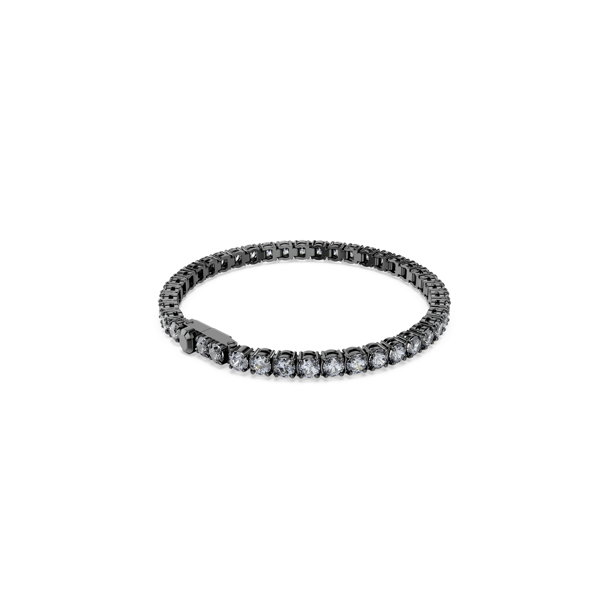 Matrix Tennis bracelet, Round cut, Gray, Ruthenium plated 5693929