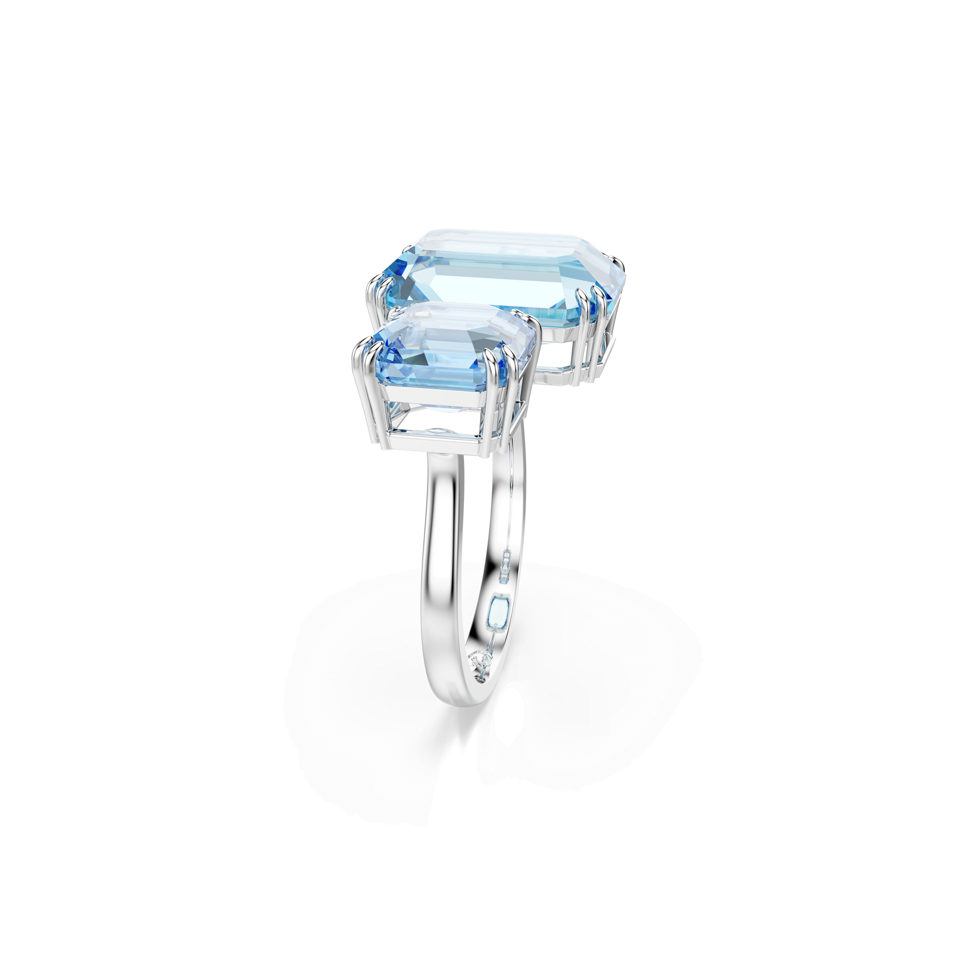 Millenia open ring, Octagon cut, Blue, Rhodium plated 5694138