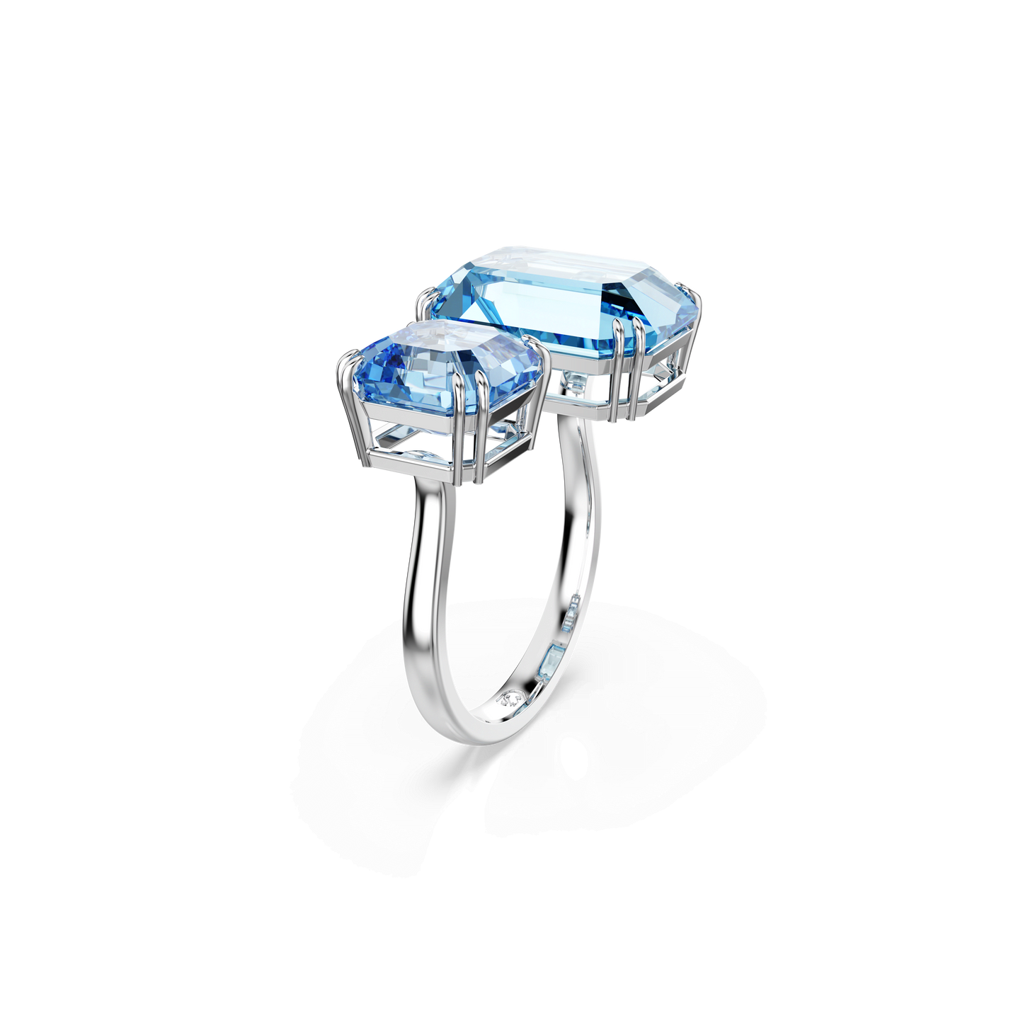 Millenia open ring, Octagon cut, Blue, Rhodium plated 5694140
