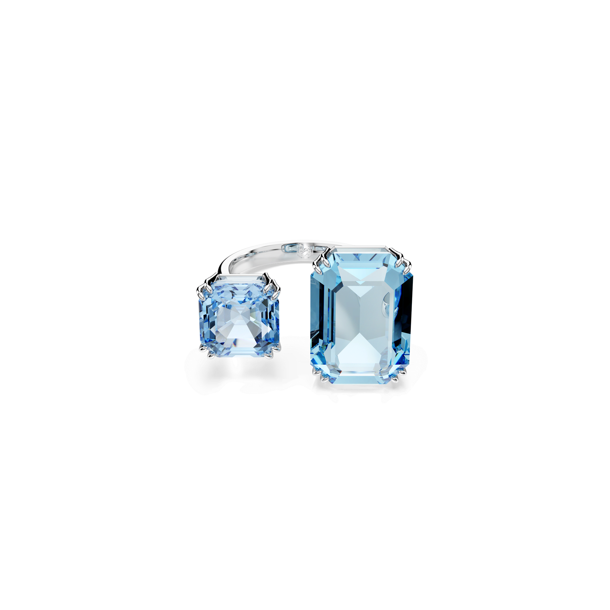 Millenia open ring, Octagon cut, Blue, Rhodium plated 5694142