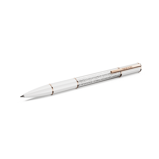 Crystalline ballpoint pen, White, Rose gold-tone plated 5694174