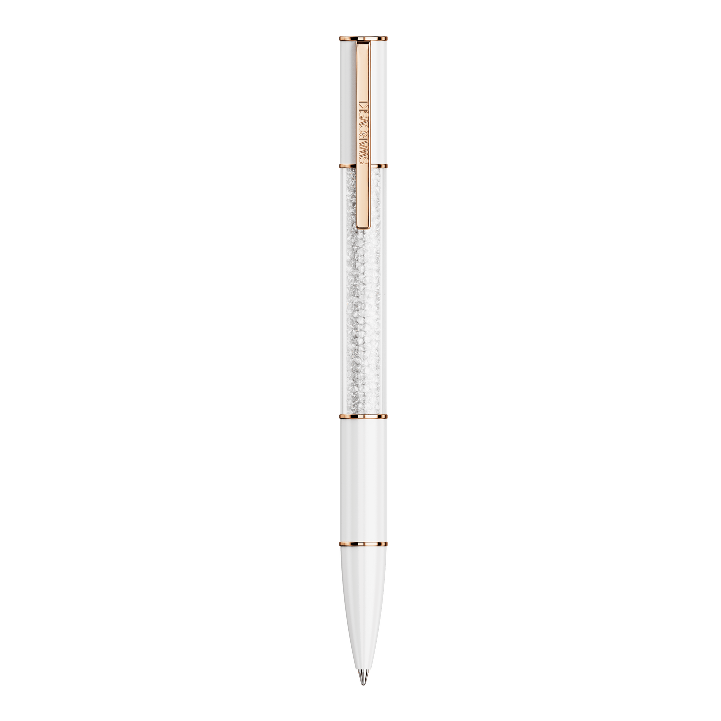 Crystalline ballpoint pen, White, Rose gold-tone plated 5694174