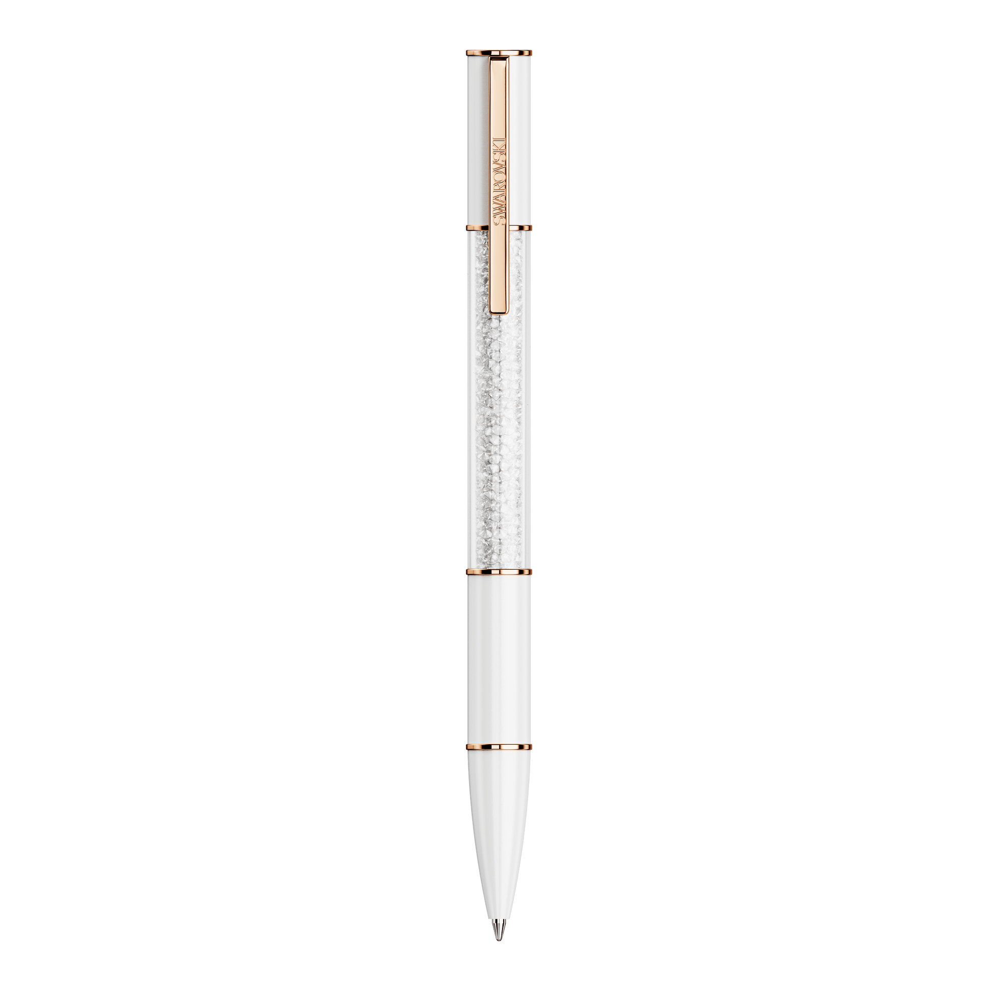 Crystalline ballpoint pen, White, Rose gold-tone plated 5694174