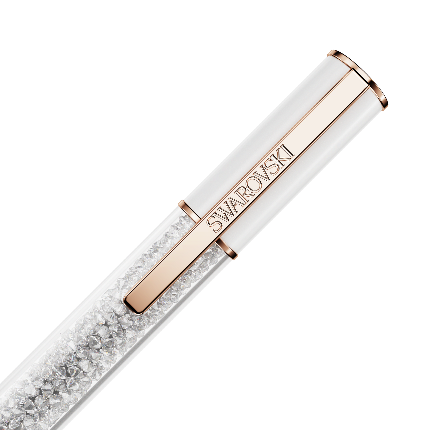 Crystalline ballpoint pen, White, Rose gold-tone plated 5694174