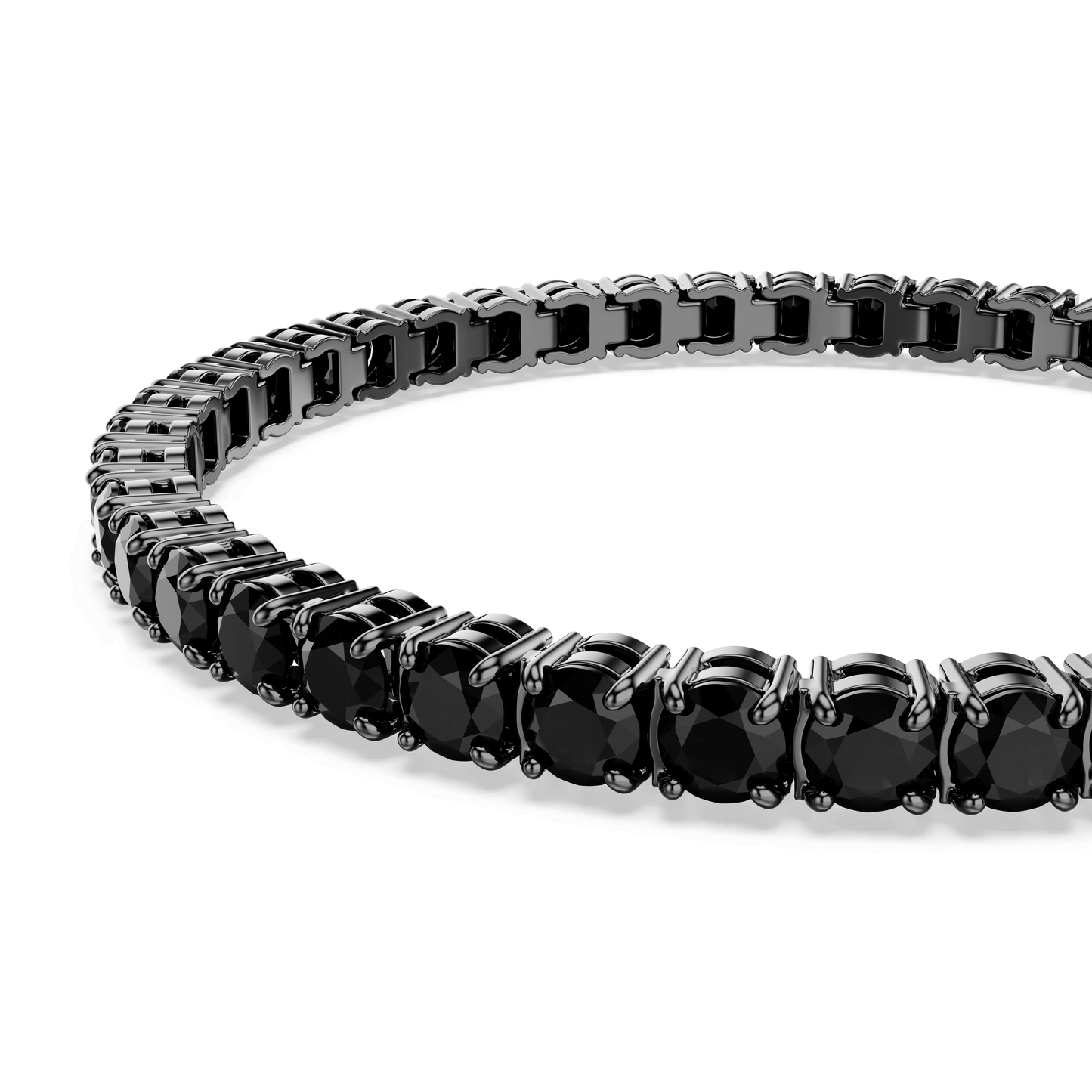 Matrix Tennis bracelet, Round cut, Black, Ruthenium plated 5696030