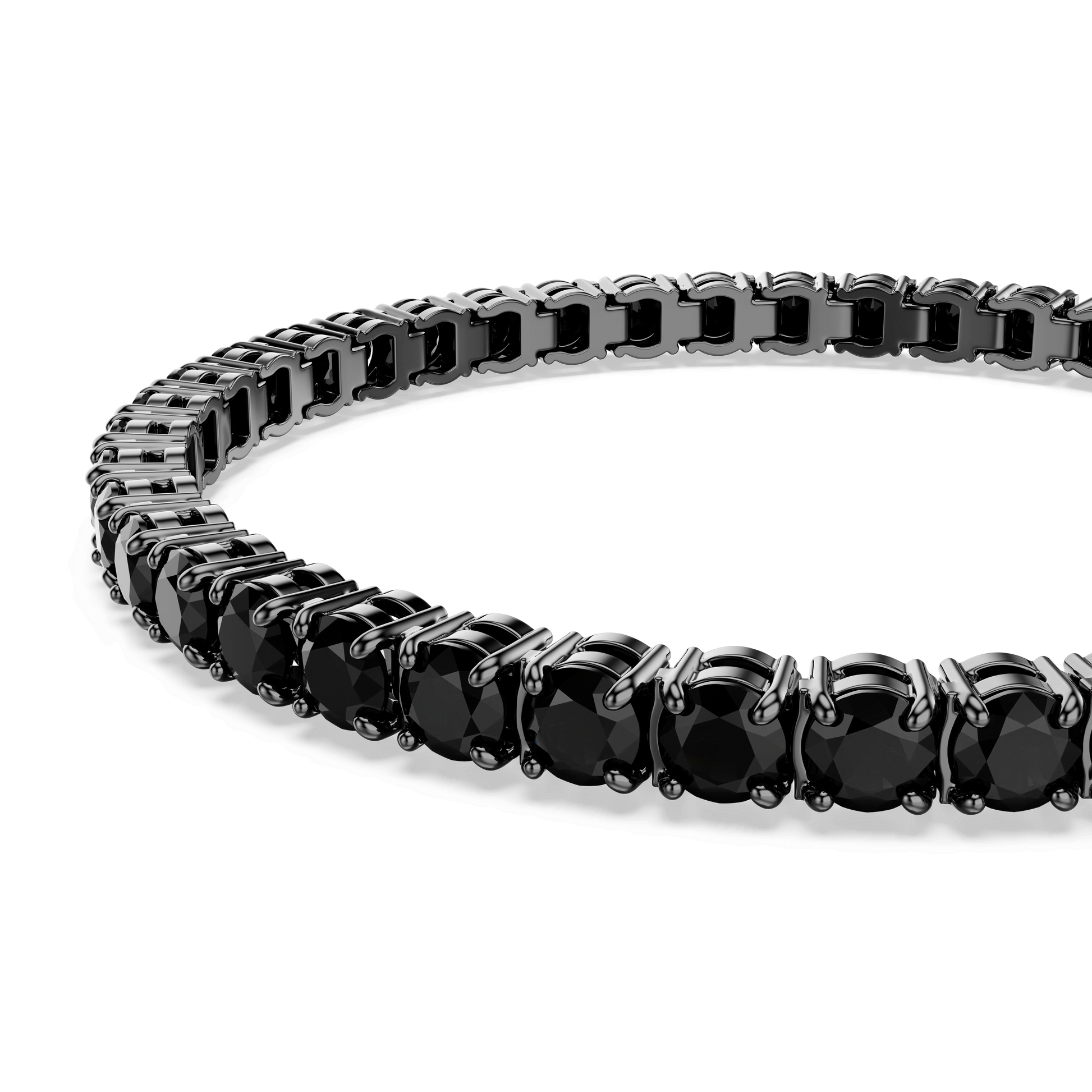 Matrix Tennis bracelet, Round cut, Black, Ruthenium plated 5696030