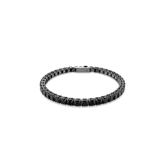 Matrix Tennis bracelet, Round cut, Black, Ruthenium plated 5696033