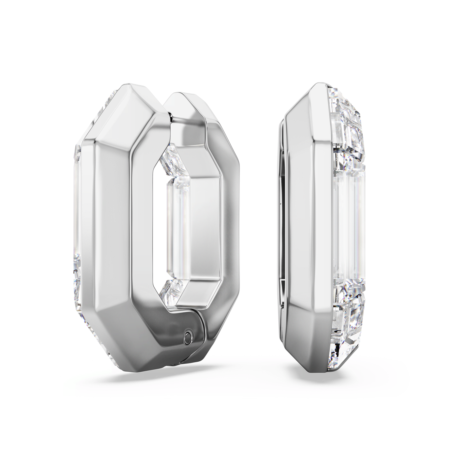 Lucent hoop earrings, Octagon shape, Small, White 5696289