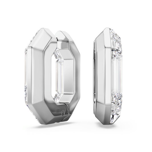 Lucent hoop earrings, Octagon shape, Small, White 5696289