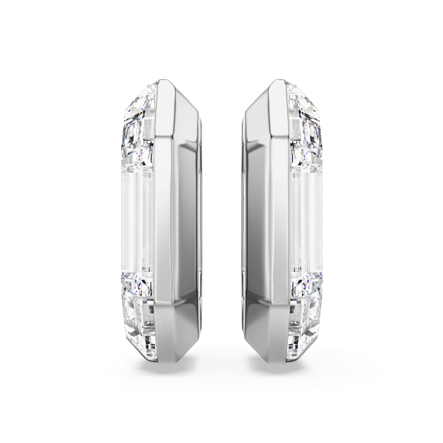 Lucent hoop earrings, Octagon shape, Small, White 5696289