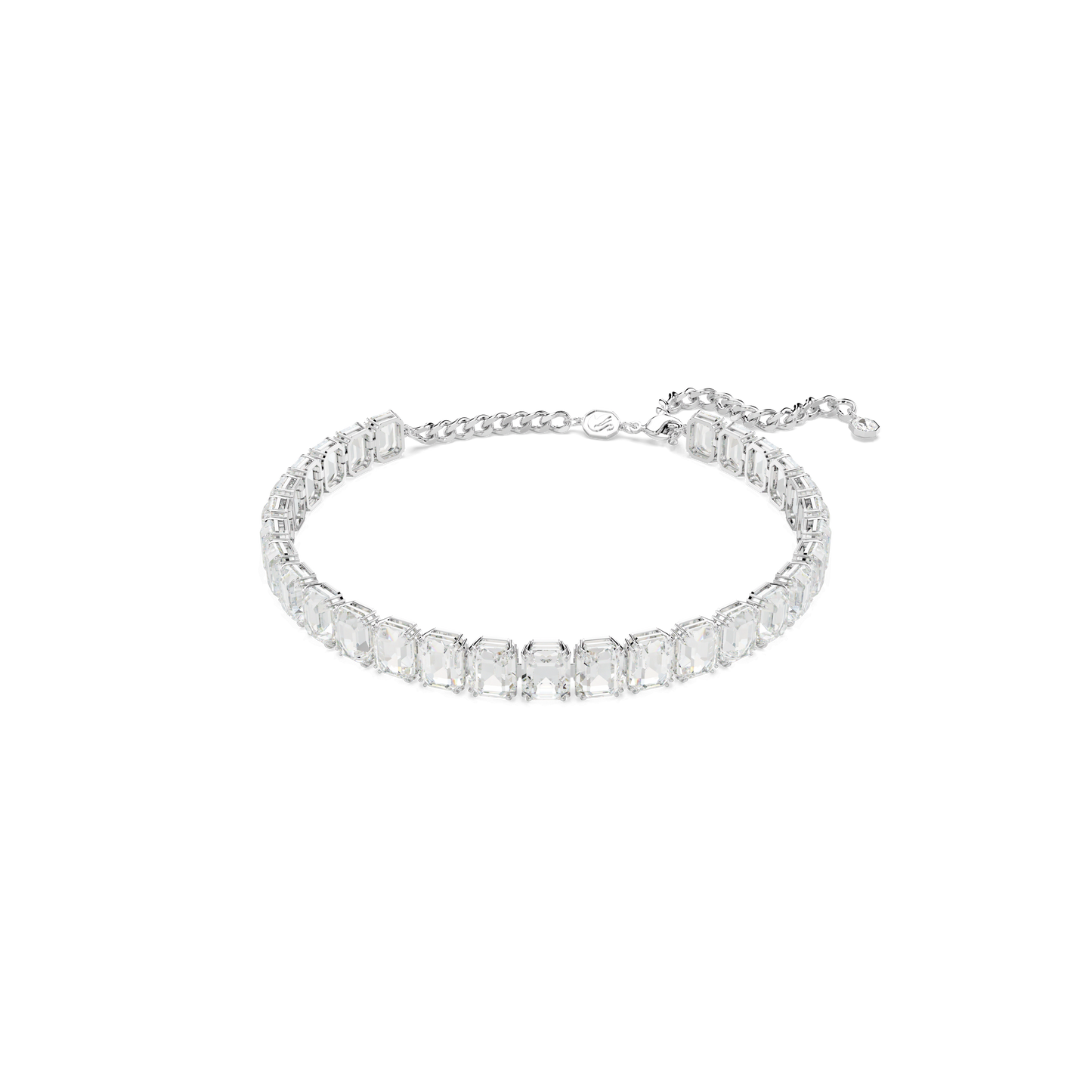 Millenia choker, Octagon cut, White, Rhodium plated 5696292