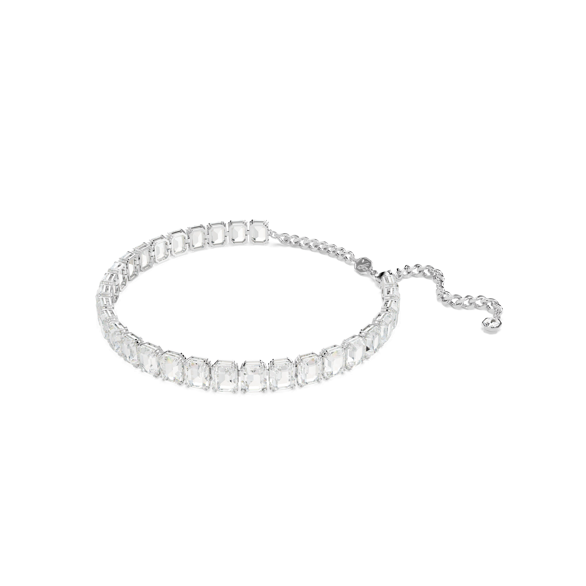 Millenia choker, Octagon cut, White, Rhodium plated 5696292