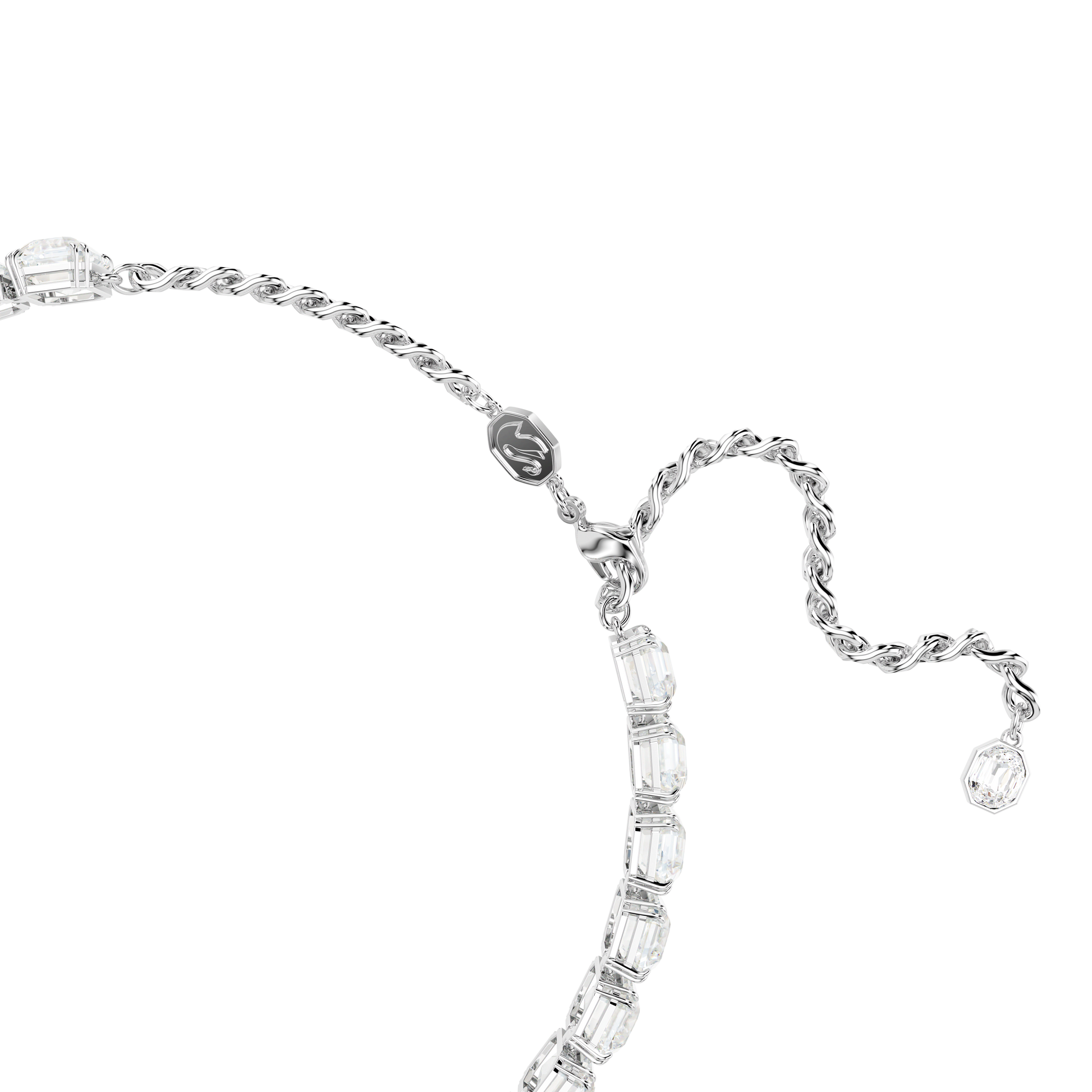 Millenia choker, Octagon cut, White, Rhodium plated 5696292