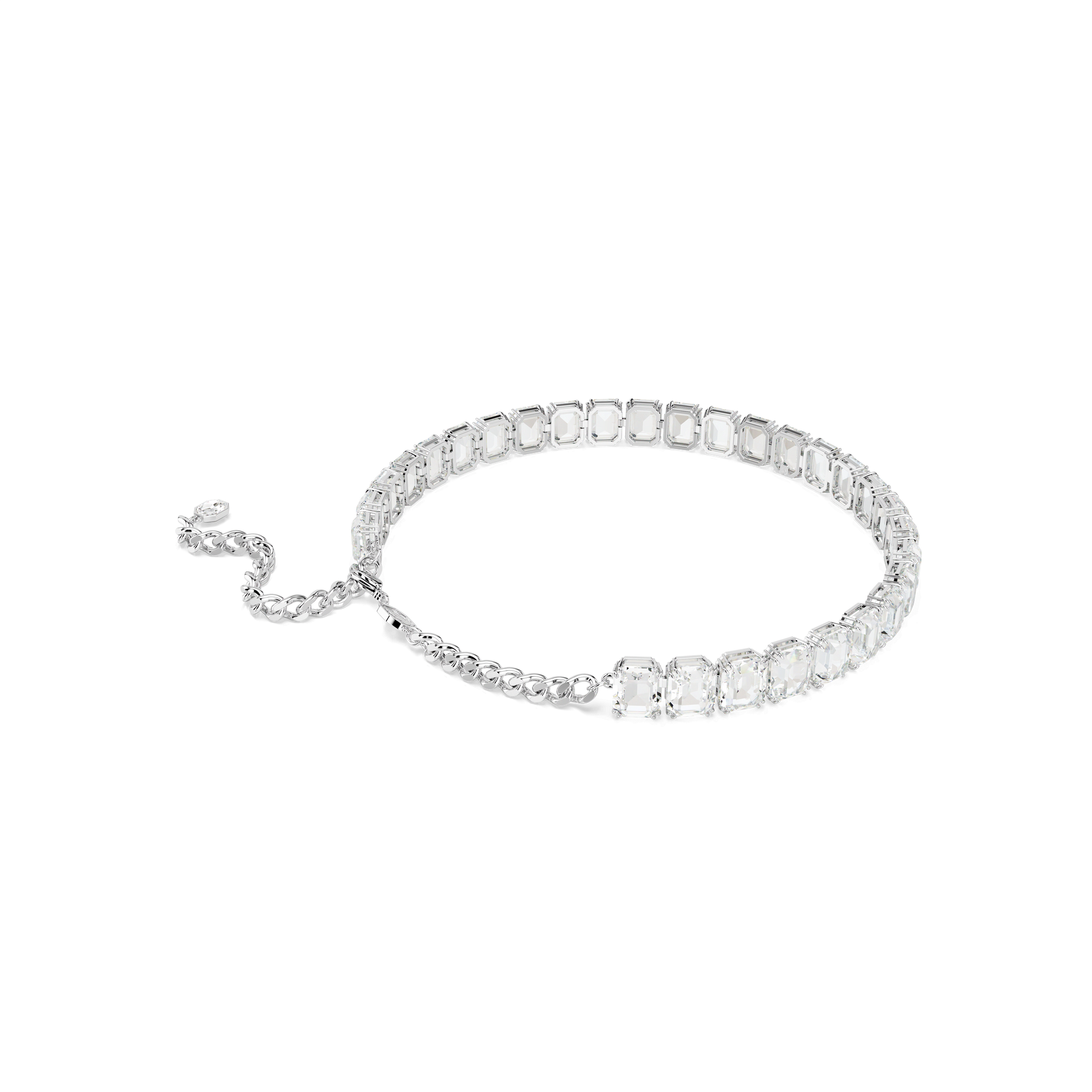 Millenia choker, Octagon cut, White, Rhodium plated 5696292