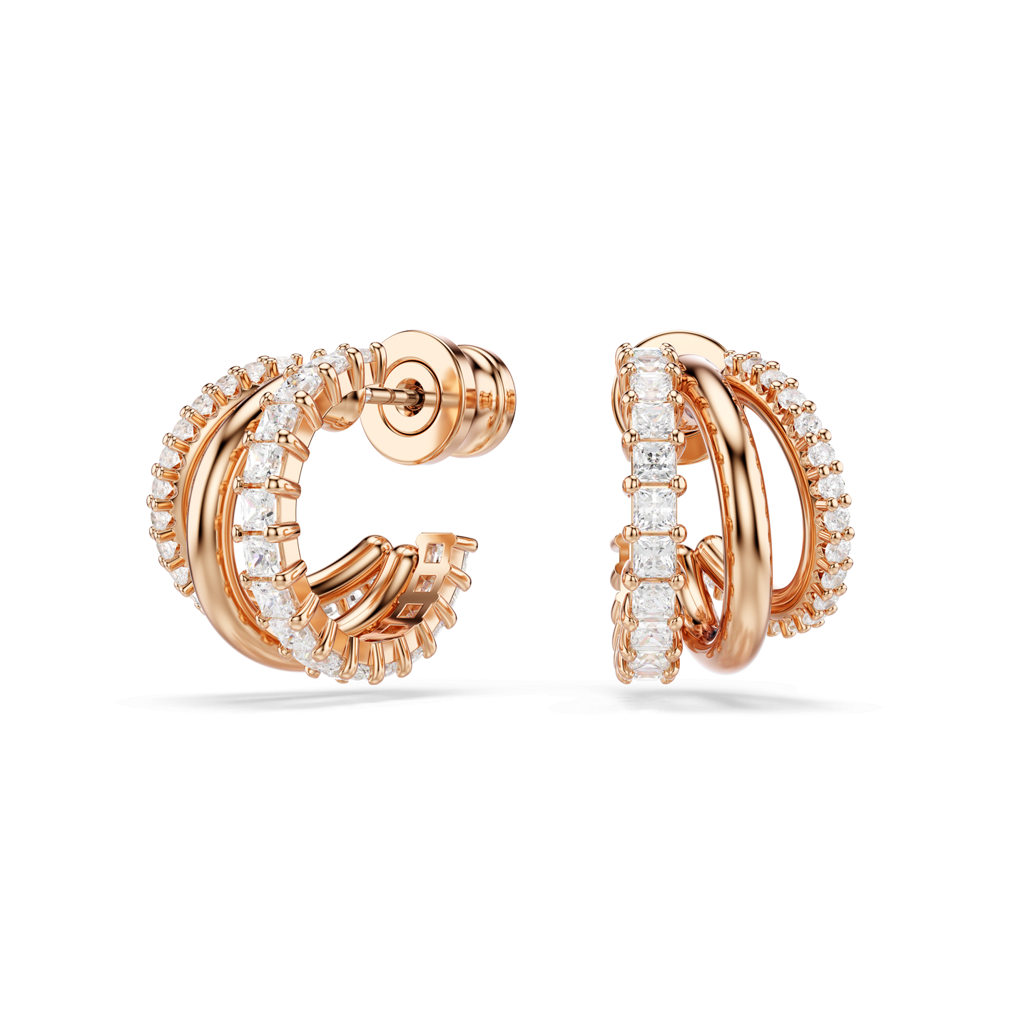 Hyperbola hoop earrings, Mixed cuts, Mini, White, Rose gold-tone plated 5698702
