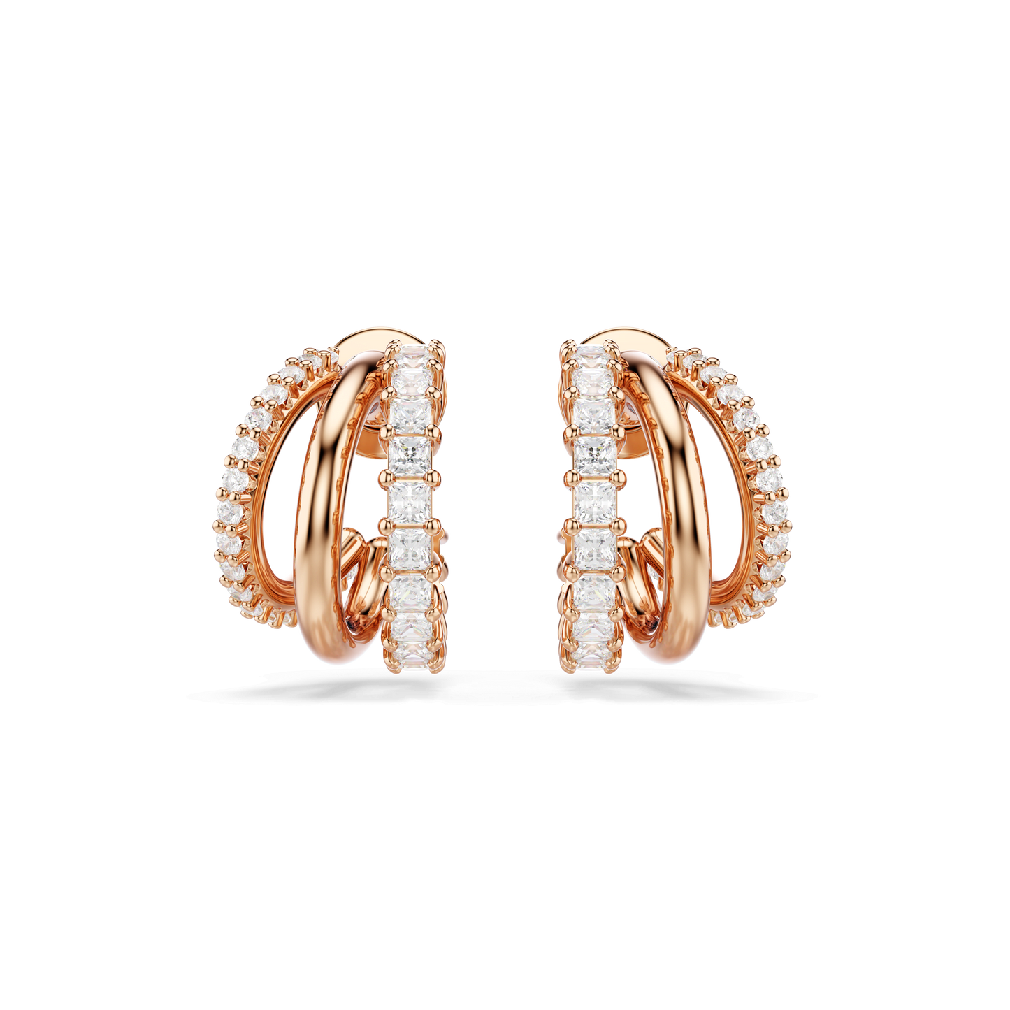 Hyperbola hoop earrings, Mixed cuts, Mini, White, Rose gold-tone plated 5698702