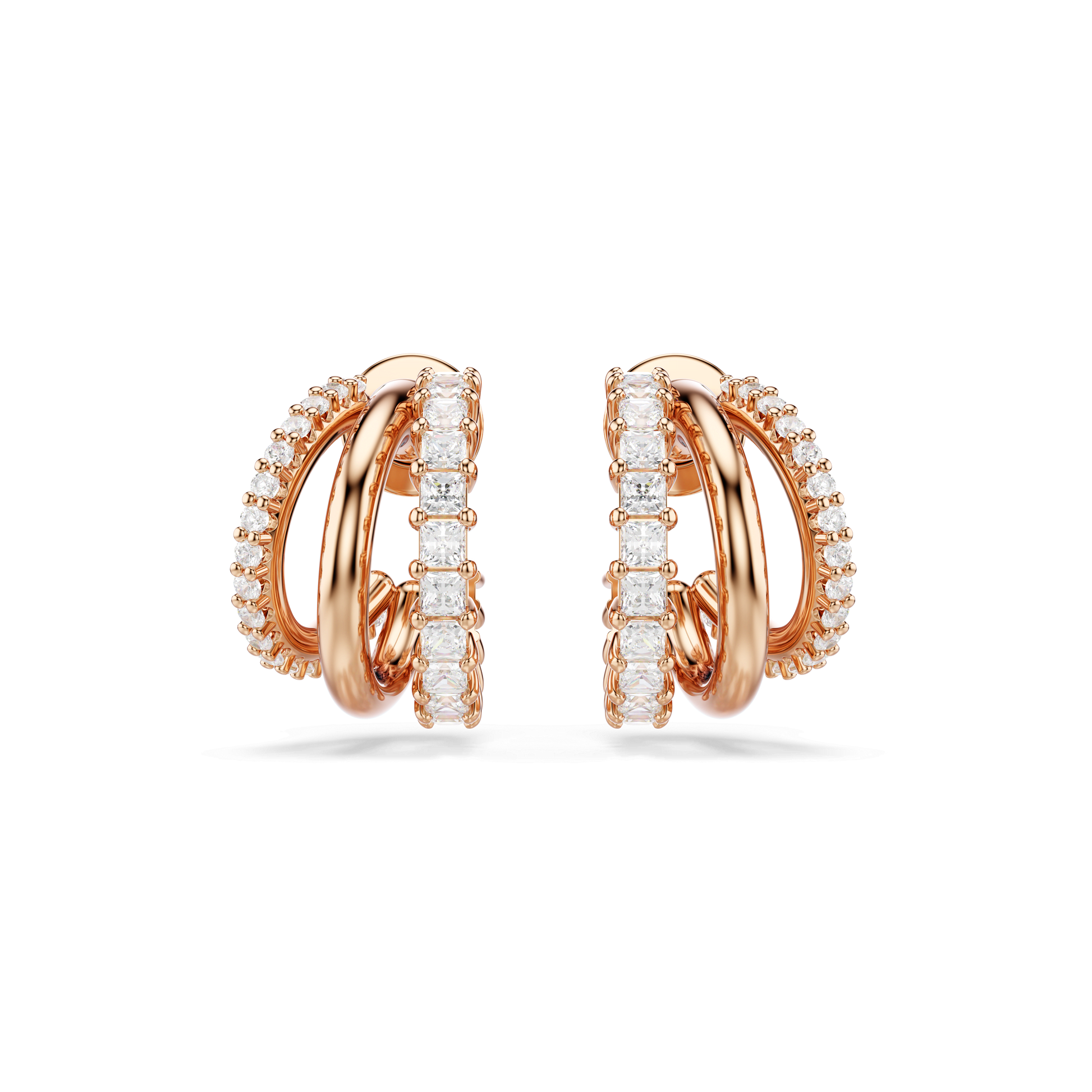 Hyperbola hoop earrings, Mixed cuts, Mini, White, Rose gold-tone plated 5698702
