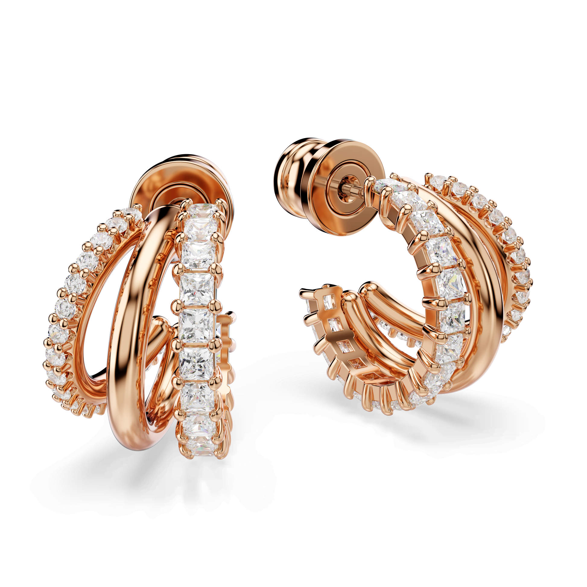 Hyperbola hoop earrings, Mixed cuts, Mini, White, Rose gold-tone plated 5698702
