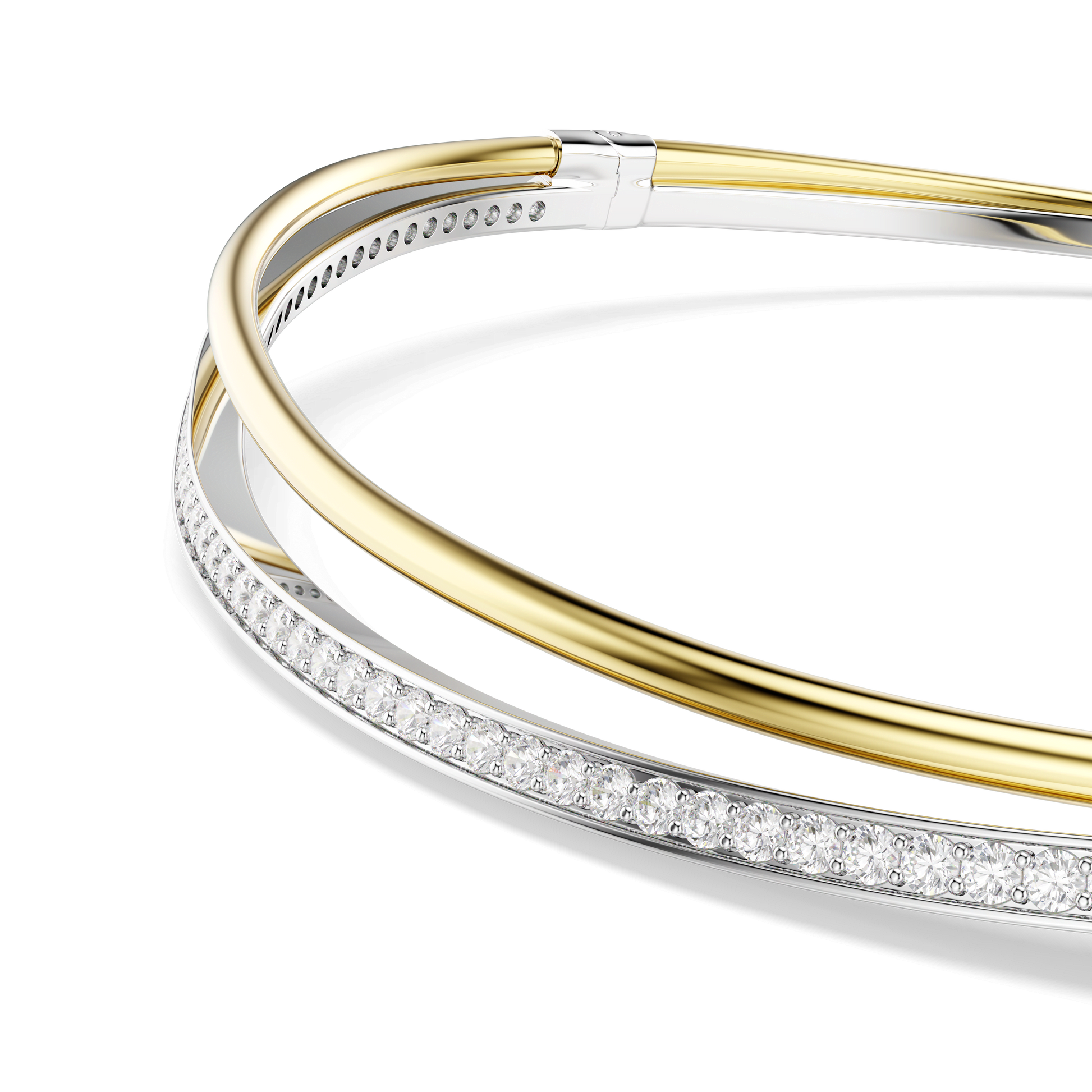 Hyperbola choker, Round cut, White, Mixed metal finish 5702409