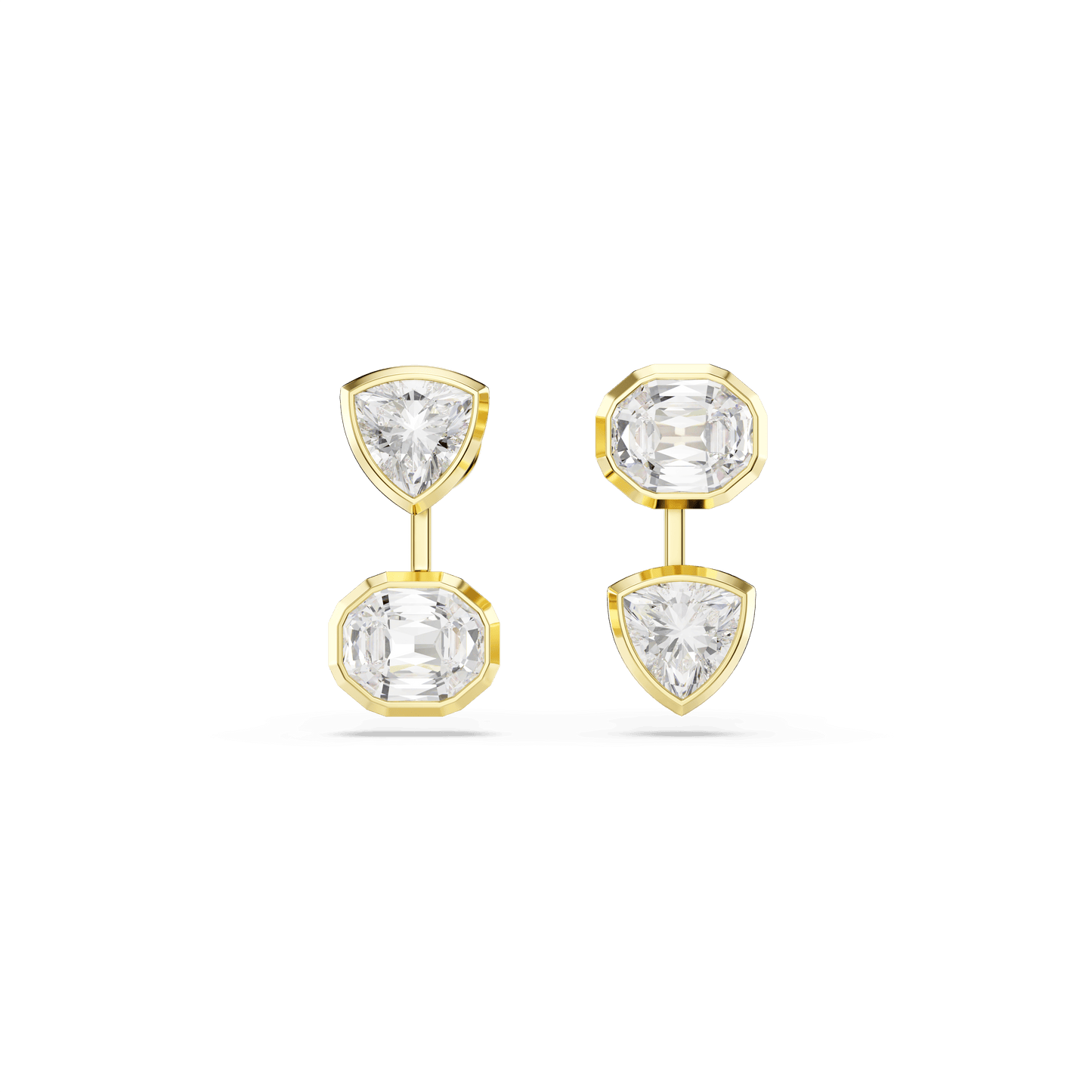 Imber earring jackets, Asymmetrical design, Mixed cuts, White, Gold-tone plated 5705461