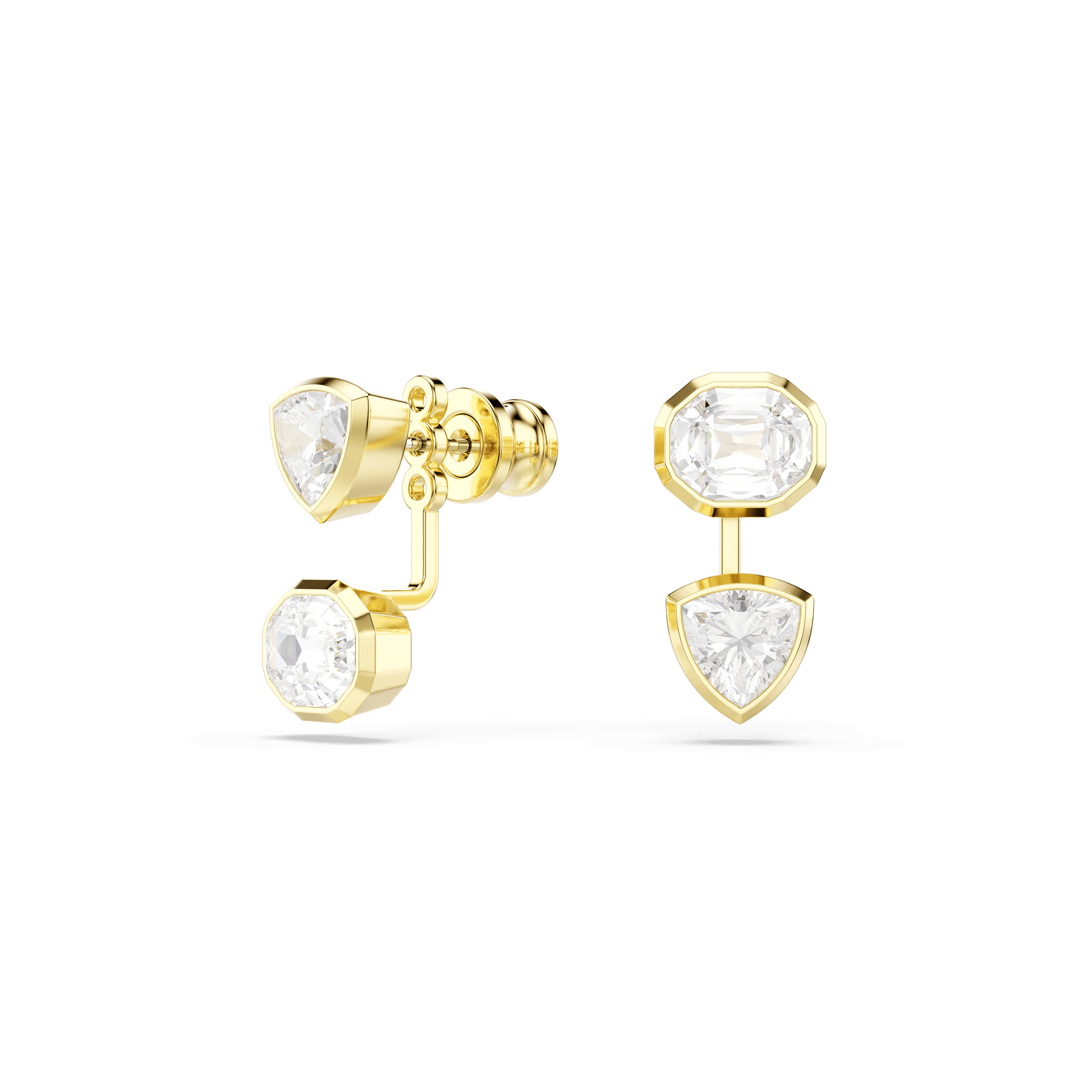 Imber earring jackets, Asymmetrical design, Mixed cuts, White, Gold-tone plated 5705461