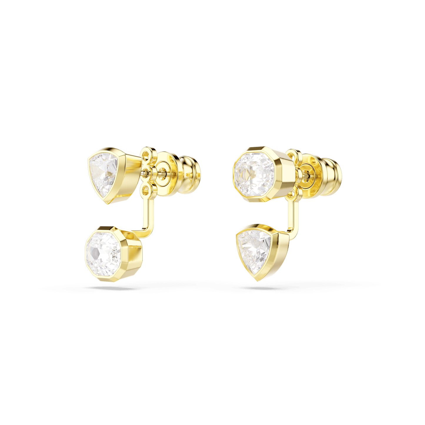Imber earring jackets, Asymmetrical design, Mixed cuts, White, Gold-tone plated 5705461