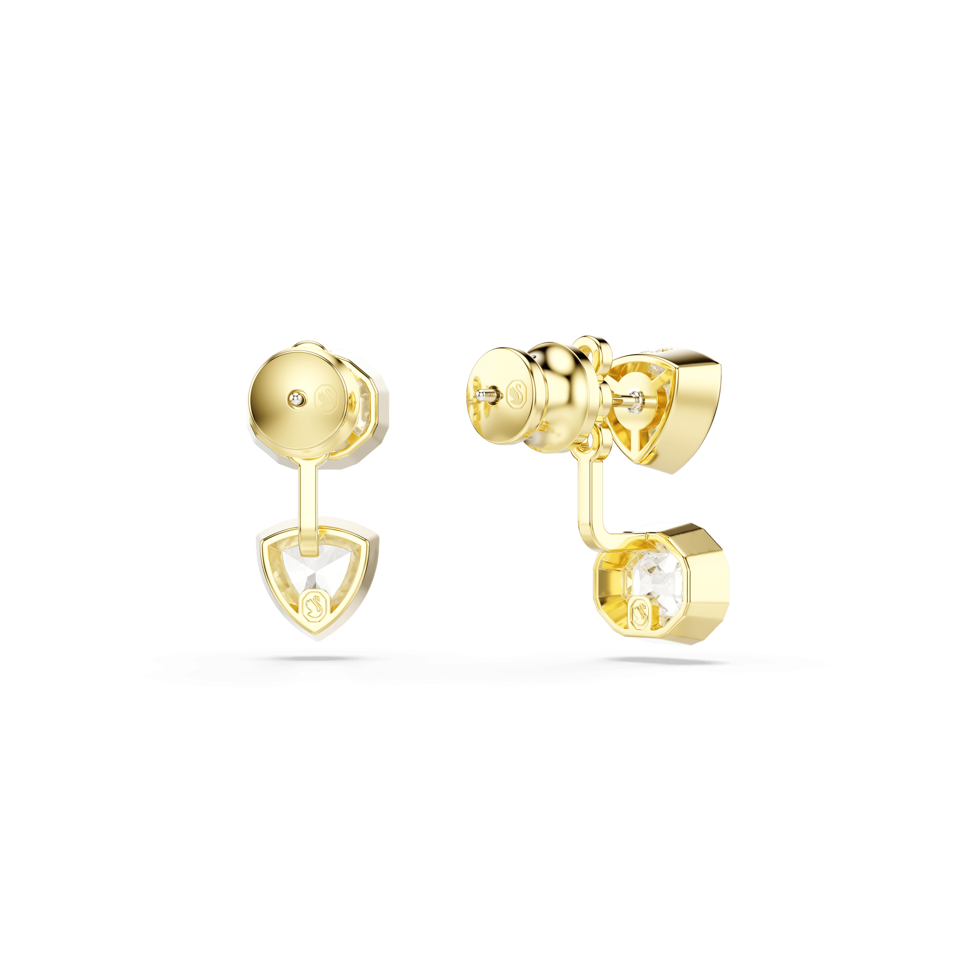 Imber earring jackets, Asymmetrical design, Mixed cuts, White, Gold-tone plated 5705461