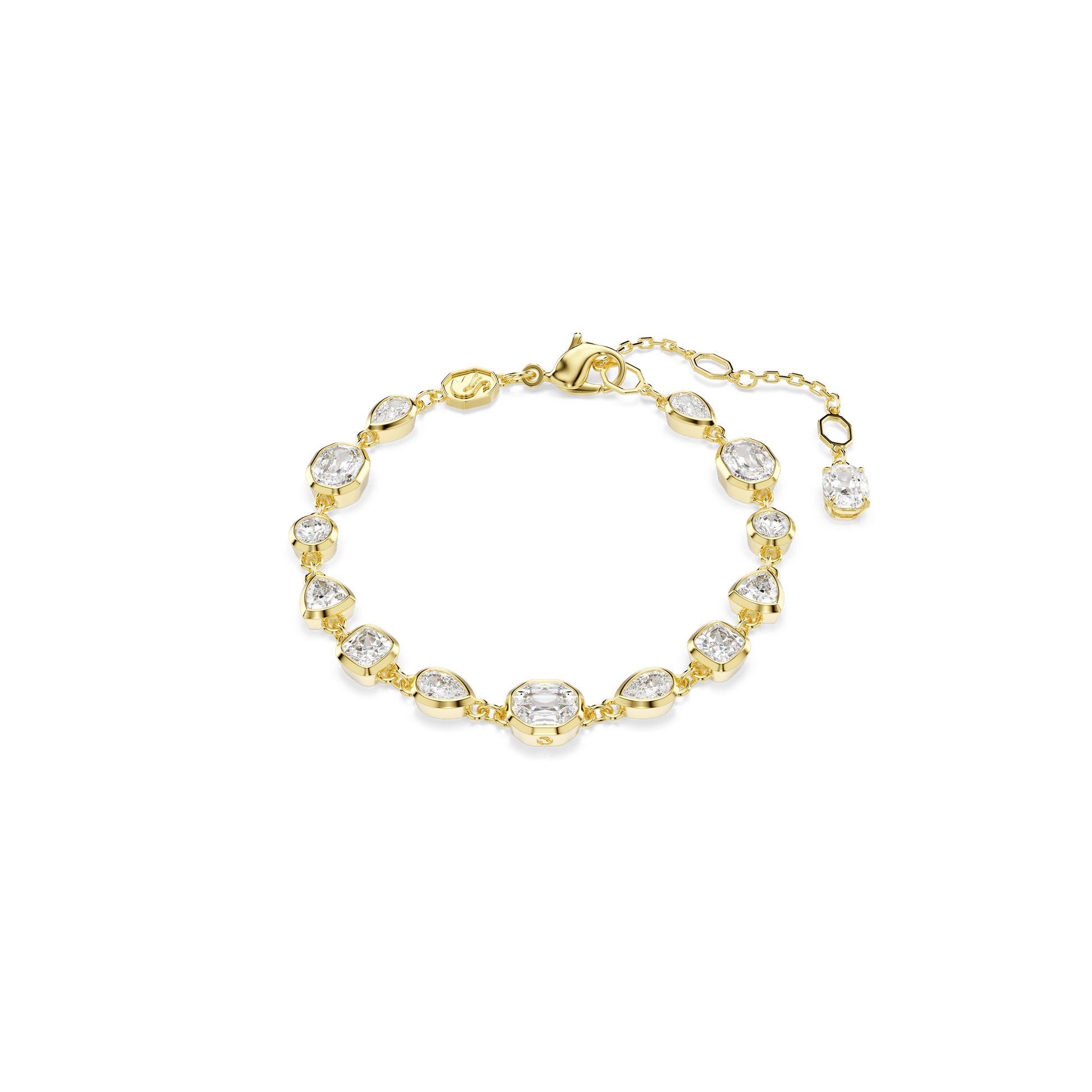 Imber bracelet, Mixed cuts, White, Gold-tone plated 5705471