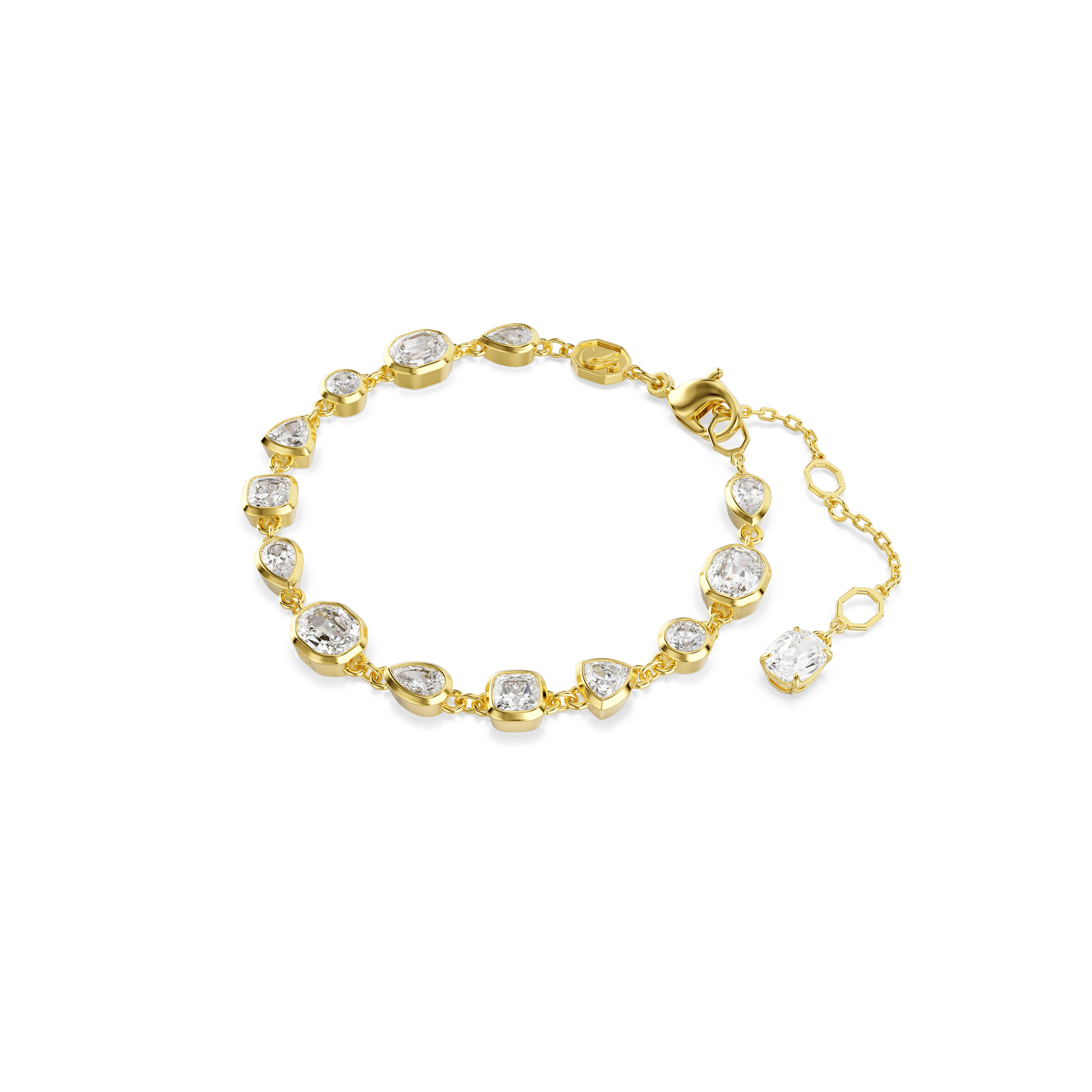 Imber bracelet, Mixed cuts, White, Gold-tone plated 5705471