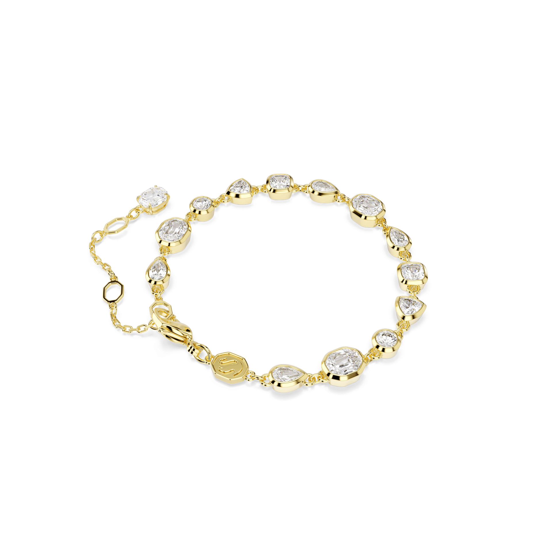 Imber bracelet, Mixed cuts, White, Gold-tone plated 5705471
