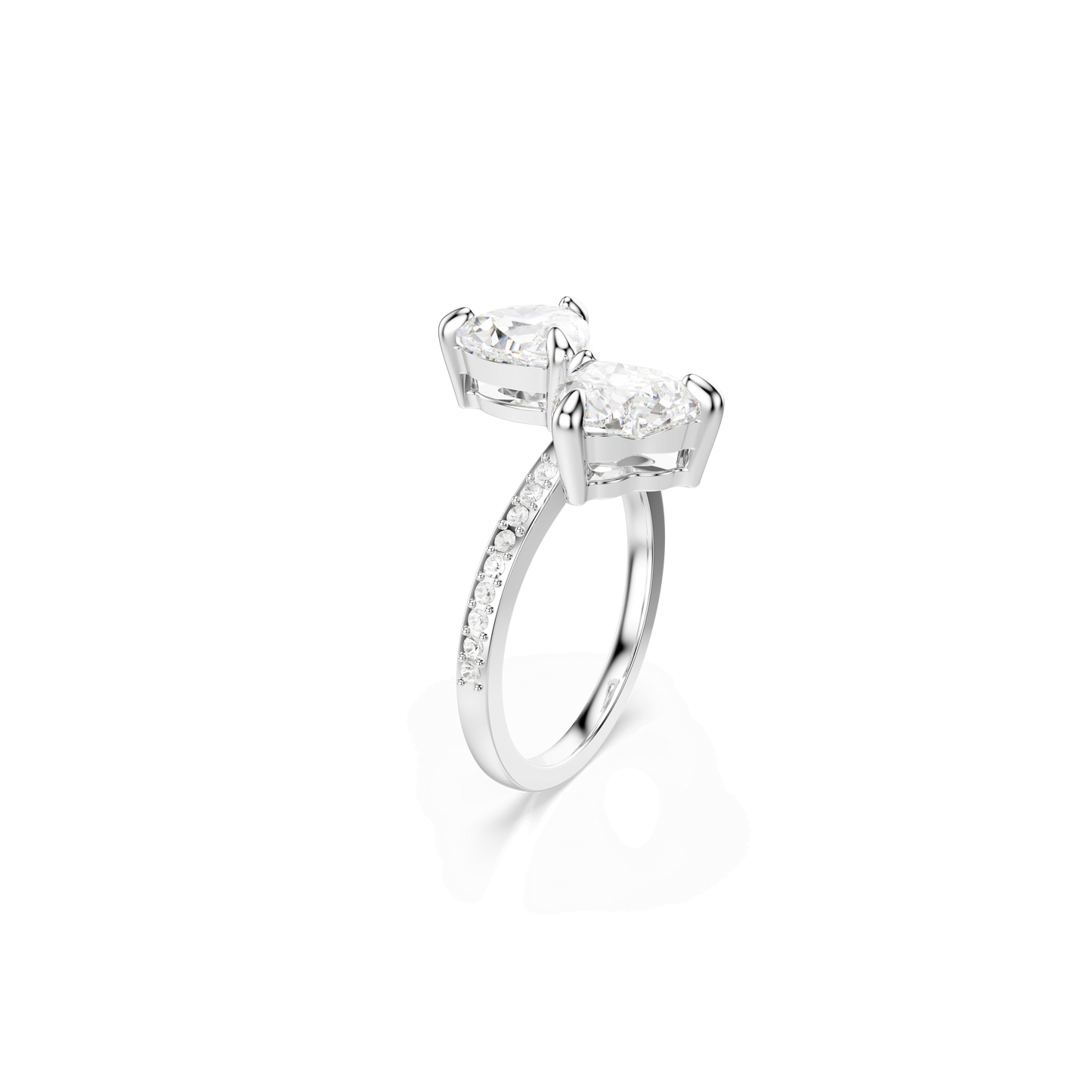 Mesmera open ring, Heart cut, Pavé, White, Rhodium plated 5705592