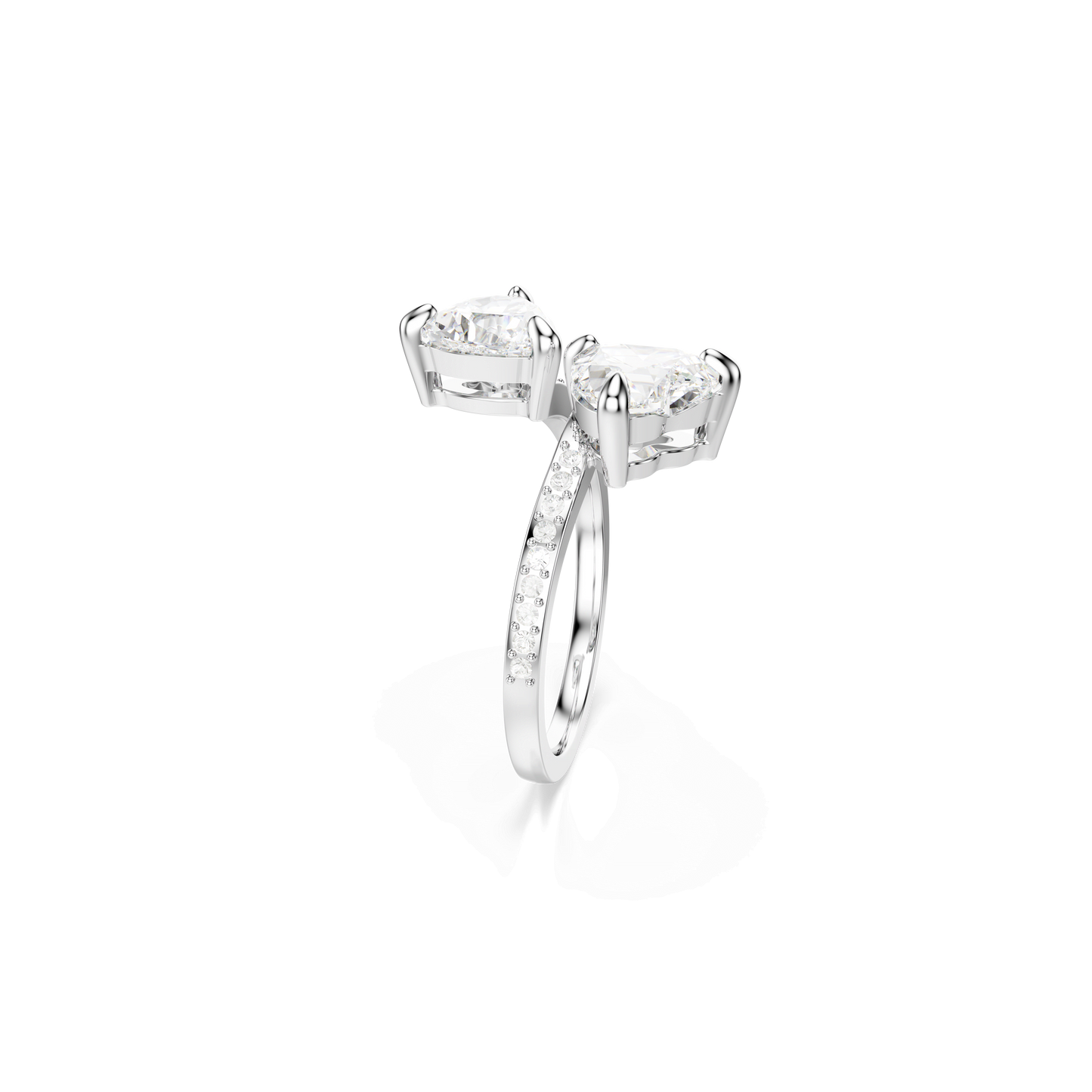 Mesmera open ring, Heart cut, Pavé, White, Rhodium plated 5705592