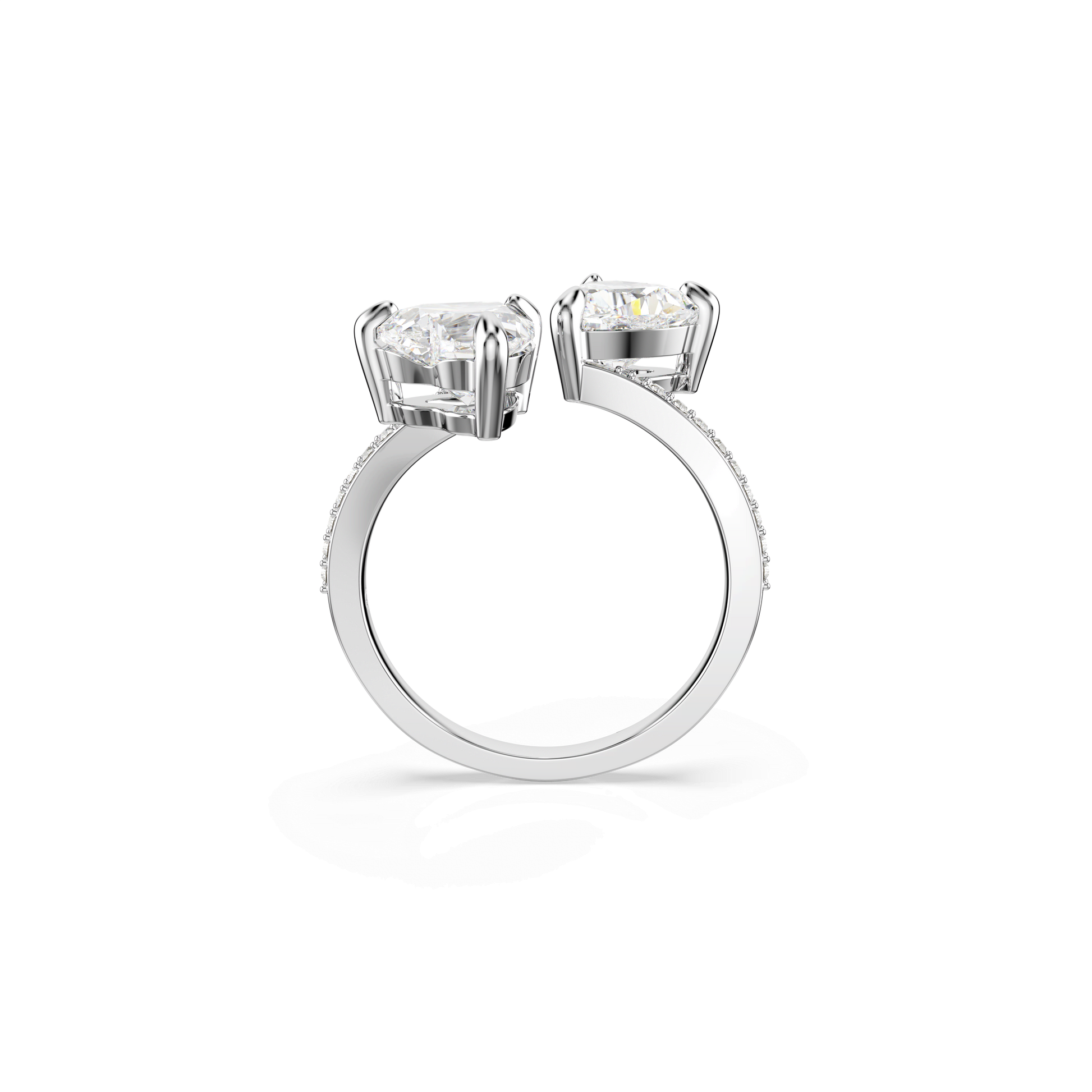 Mesmera open ring, Heart cut, Pavé, White, Rhodium plated 5705592