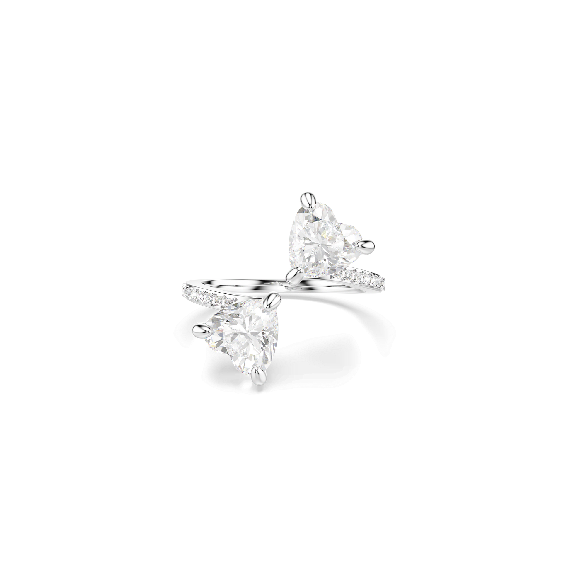 Mesmera open ring, Heart cut, Pavé, White, Rhodium plated 5705593