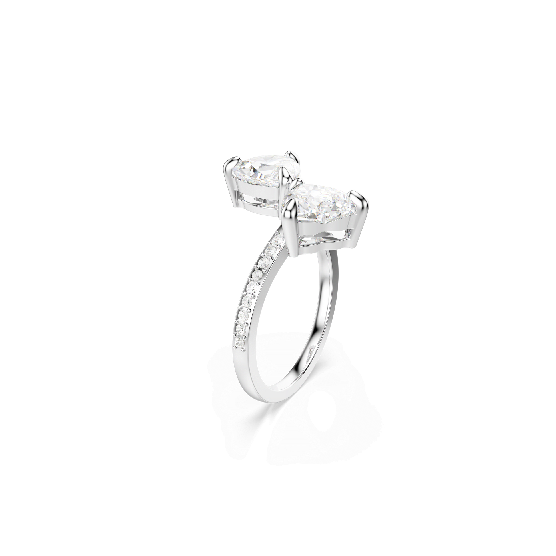 Mesmera open ring, Heart cut, Pavé, White, Rhodium plated 5705593