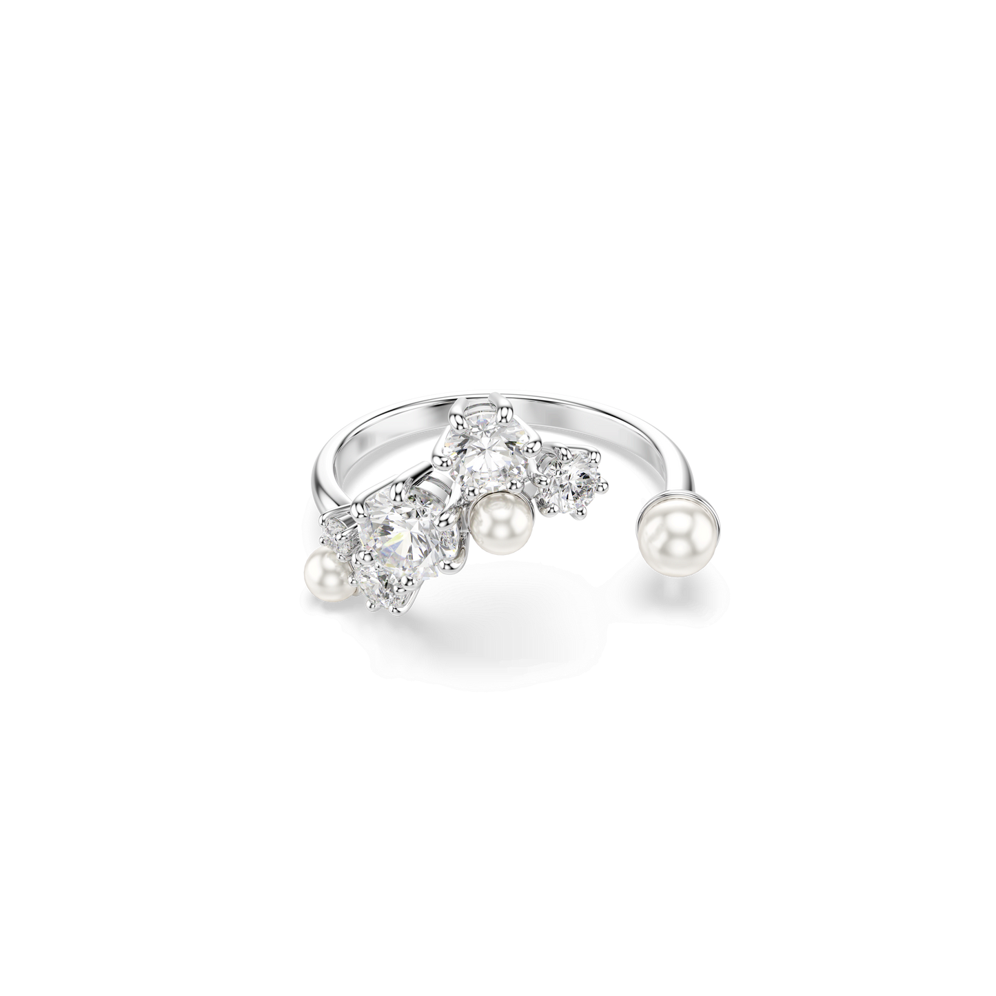 Constella open ring, Crystal pearl, Round cuts, White, Rhodium plated 5705597