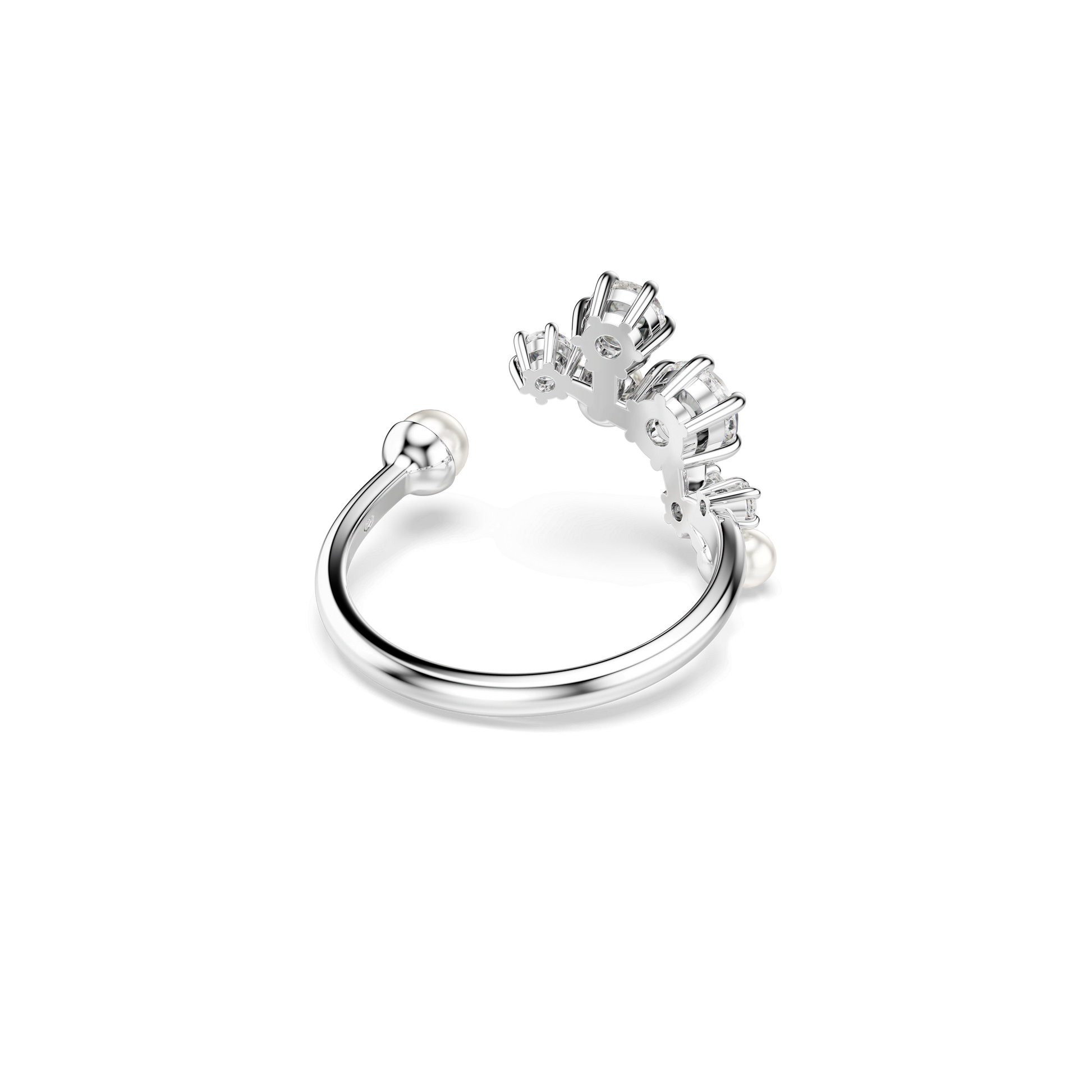 Constella open ring, Crystal pearl, Round cuts, White, Rhodium plated 5705600