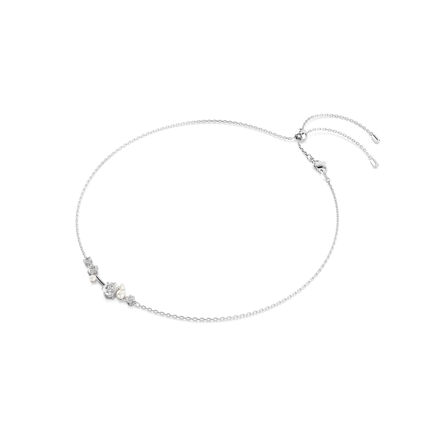Constella necklace, Crystal pearl, Round cuts, White, Rhodium plated 5705626