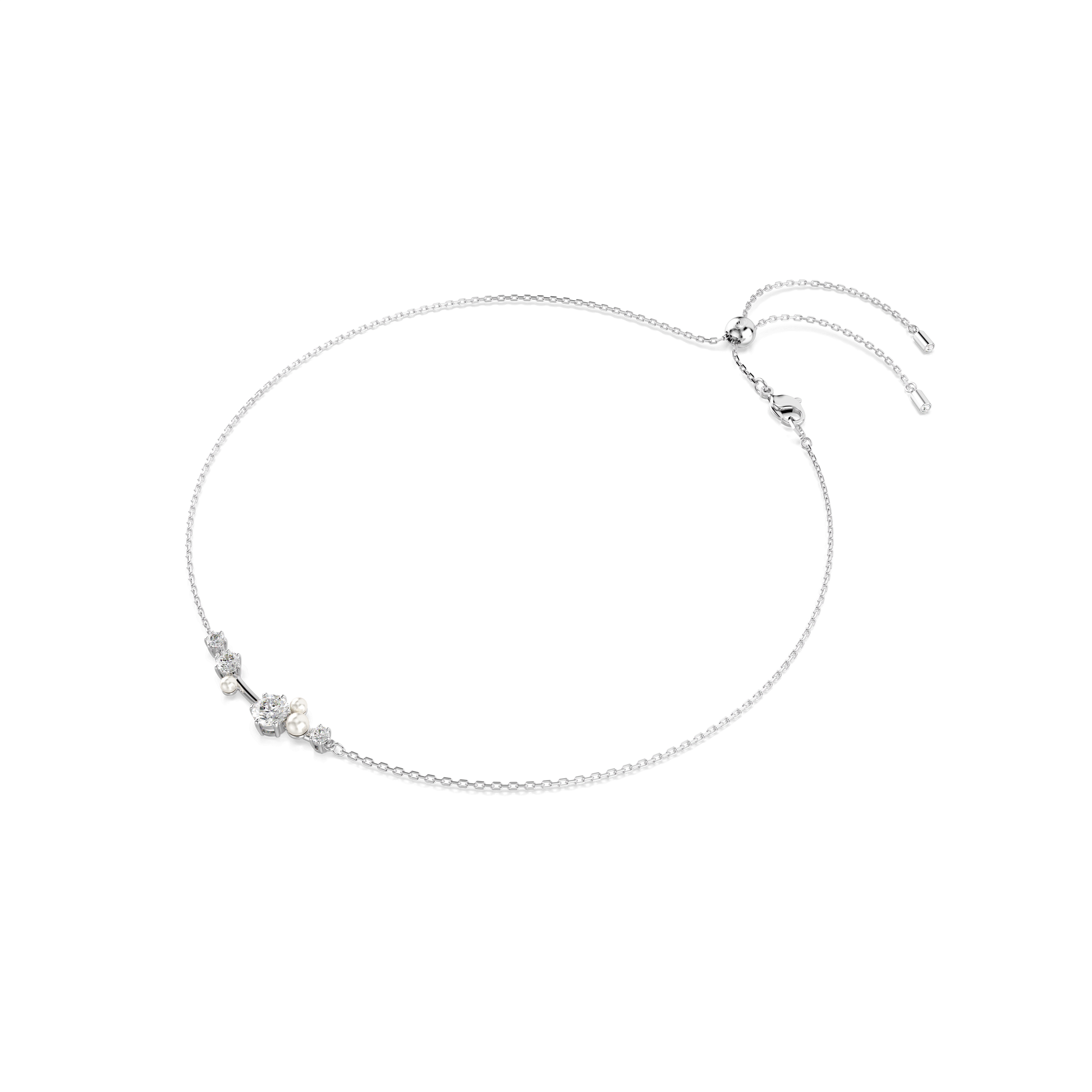 Constella necklace, Crystal pearl, Round cuts, White, Rhodium plated 5705626