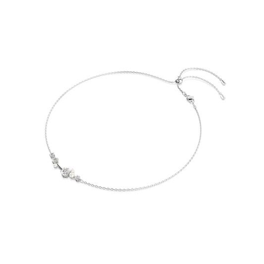 Constella necklace, Crystal pearl, Round cuts, White, Rhodium plated 5705626