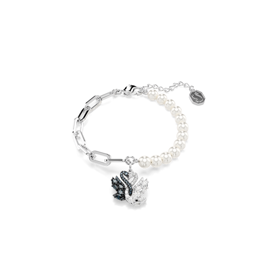 Swan bracelet, Crystal pearl, Swan, Black, Mixed metal finish 5705720