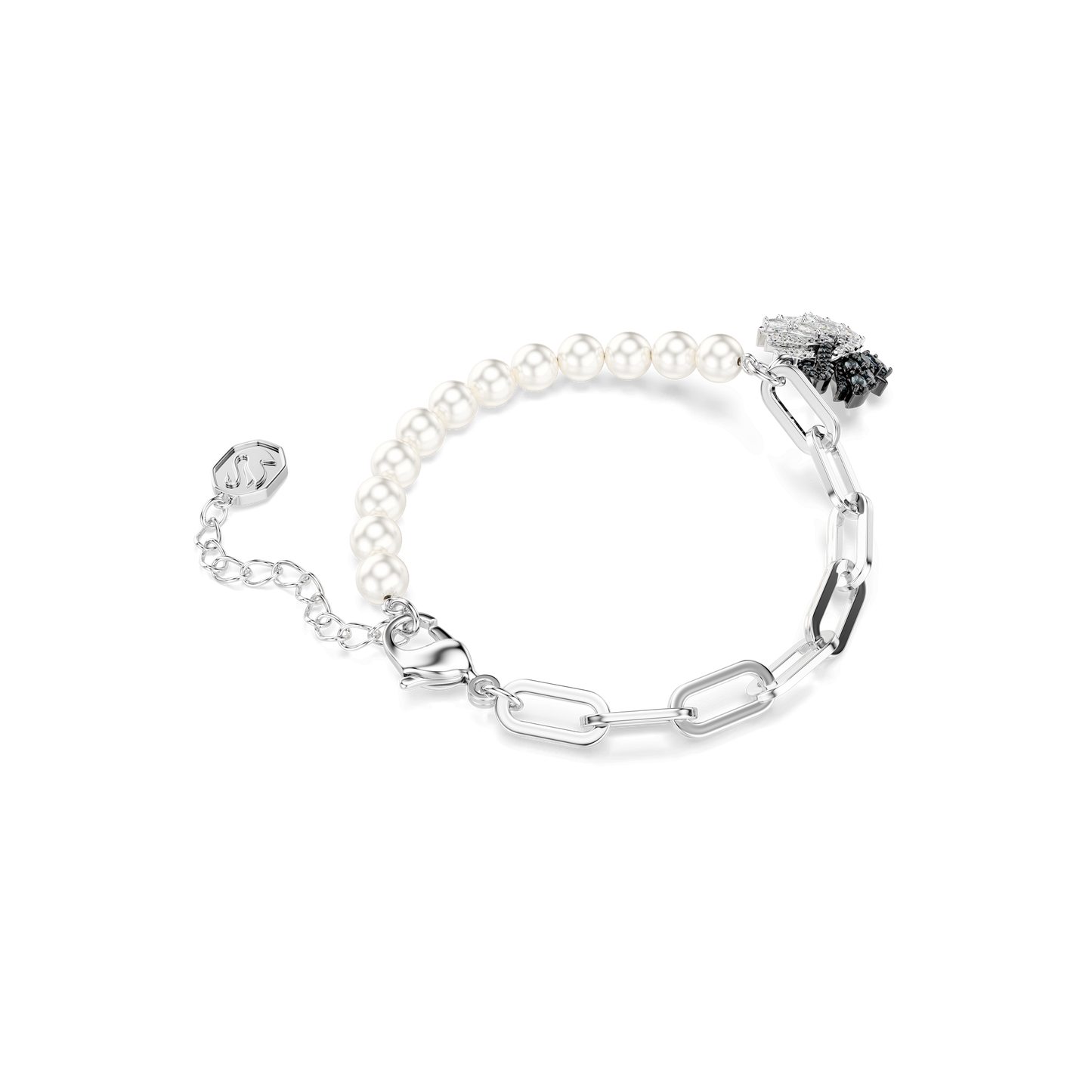 Swan bracelet, Crystal pearl, Swan, Black, Mixed metal finish 5705720