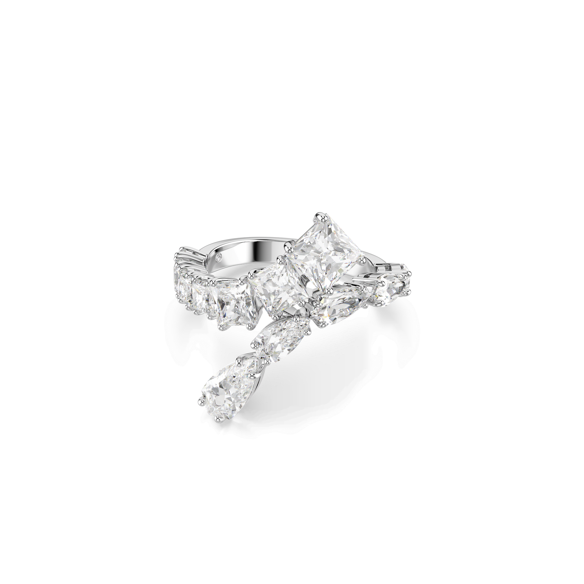 Matrix ring, Mixed cuts, White, Rhodium plated 5705759