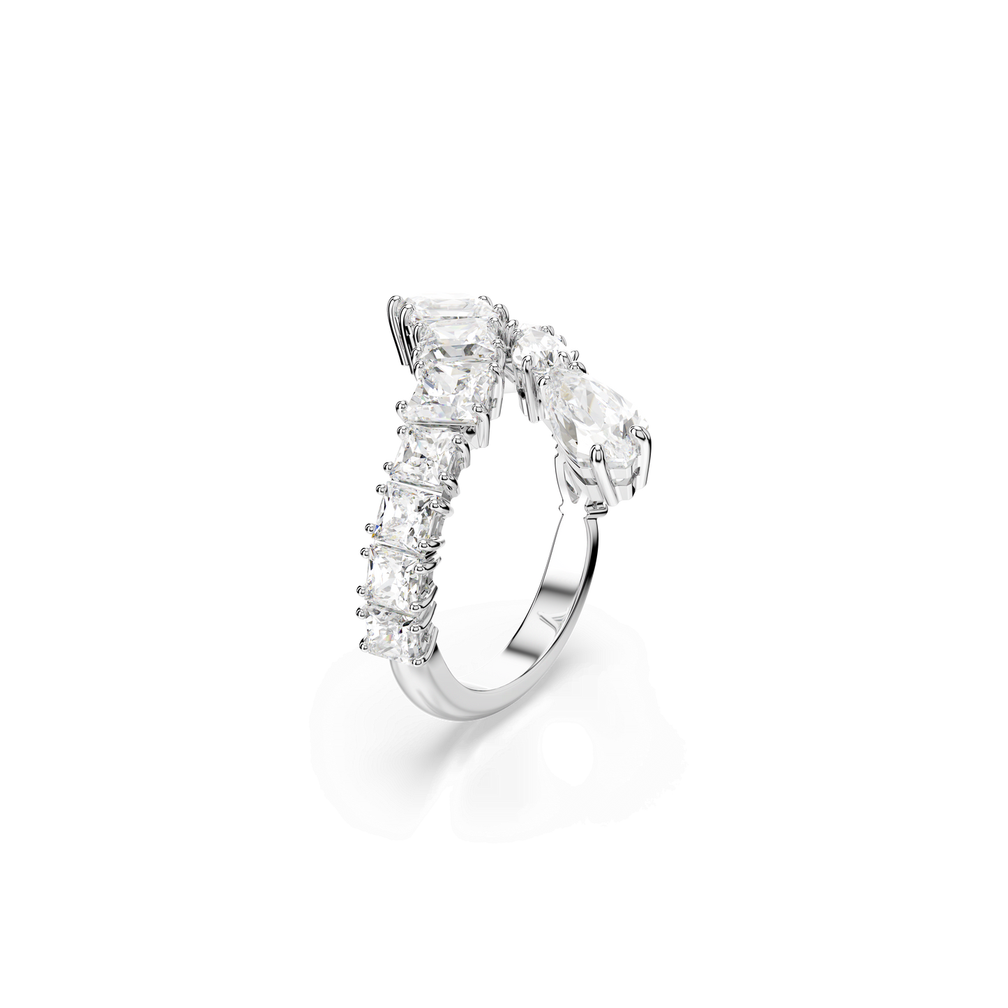 Matrix ring, Mixed cuts, White, Rhodium plated 5705759