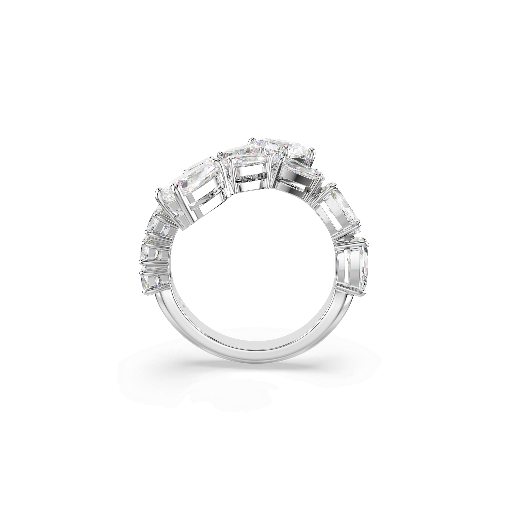 Matrix ring, Mixed cuts, White, Rhodium plated 5705759